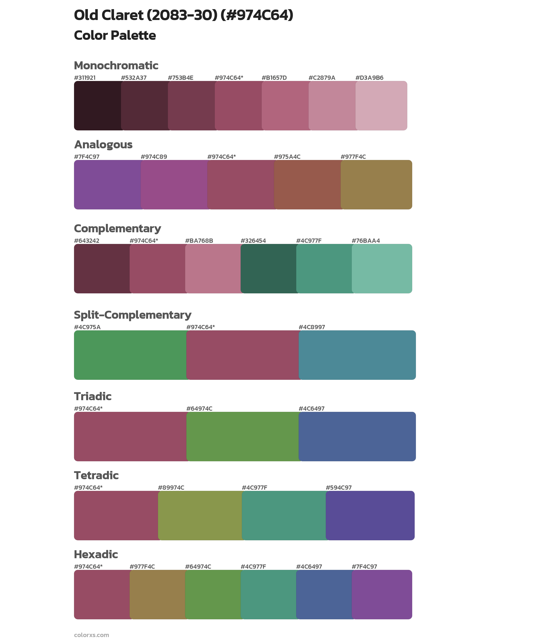 Old Claret (2083-30) Color Scheme Palettes