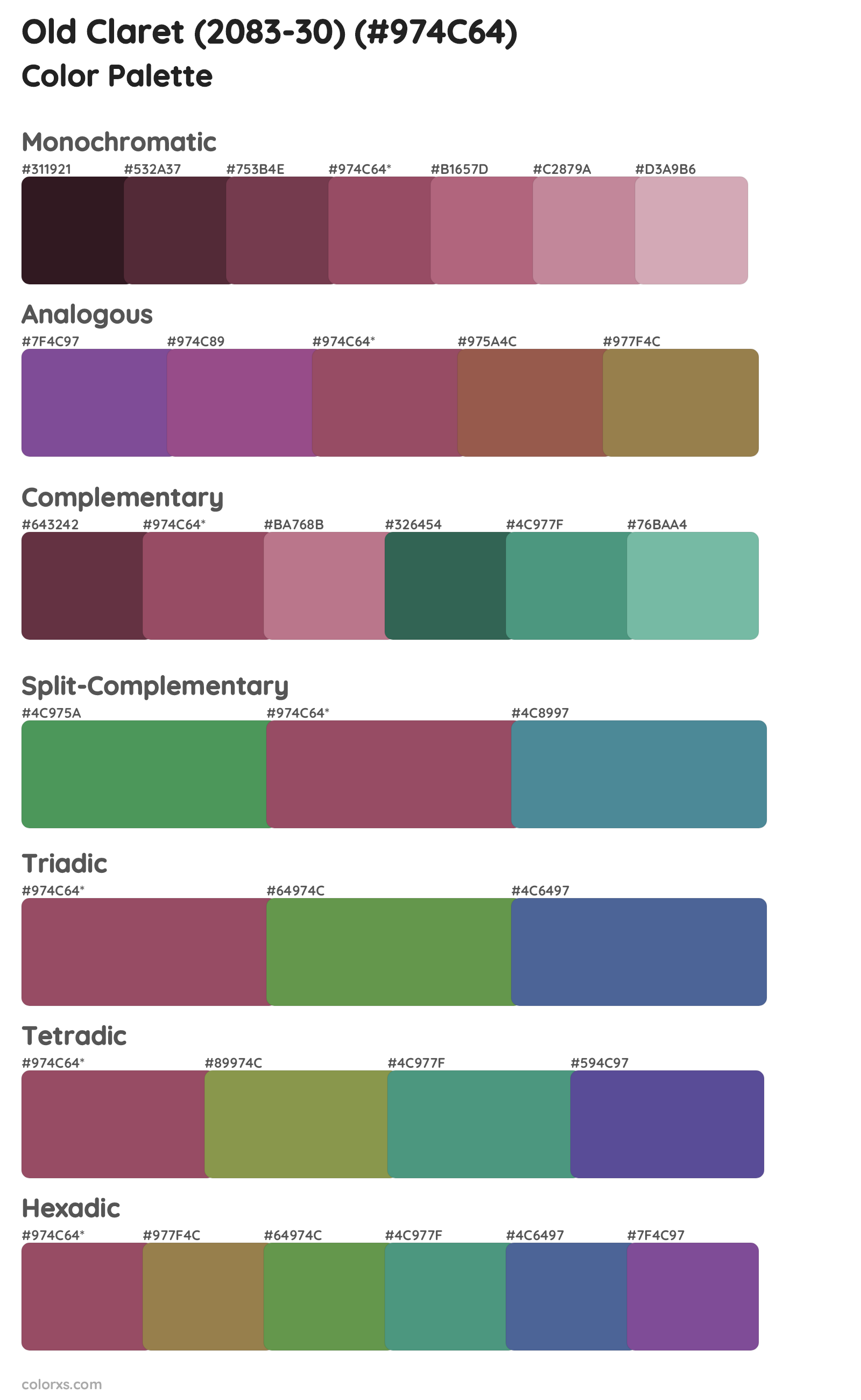 Old Claret (2083-30) Color Scheme Palettes