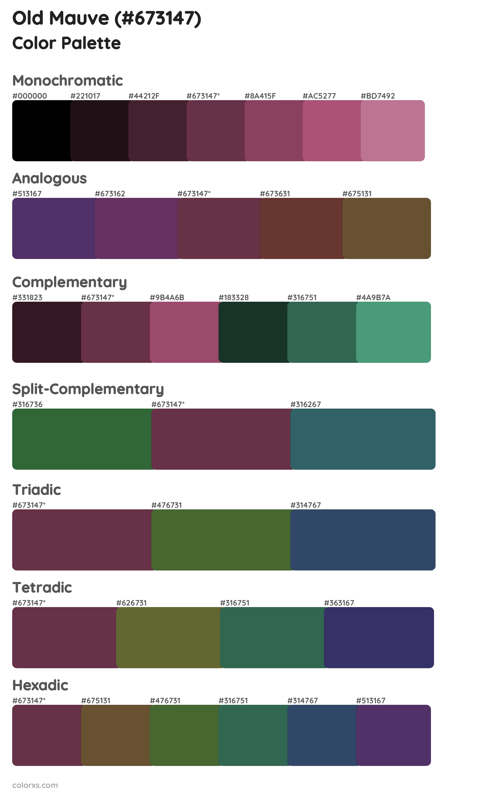 Old Mauve Color Scheme Palettes