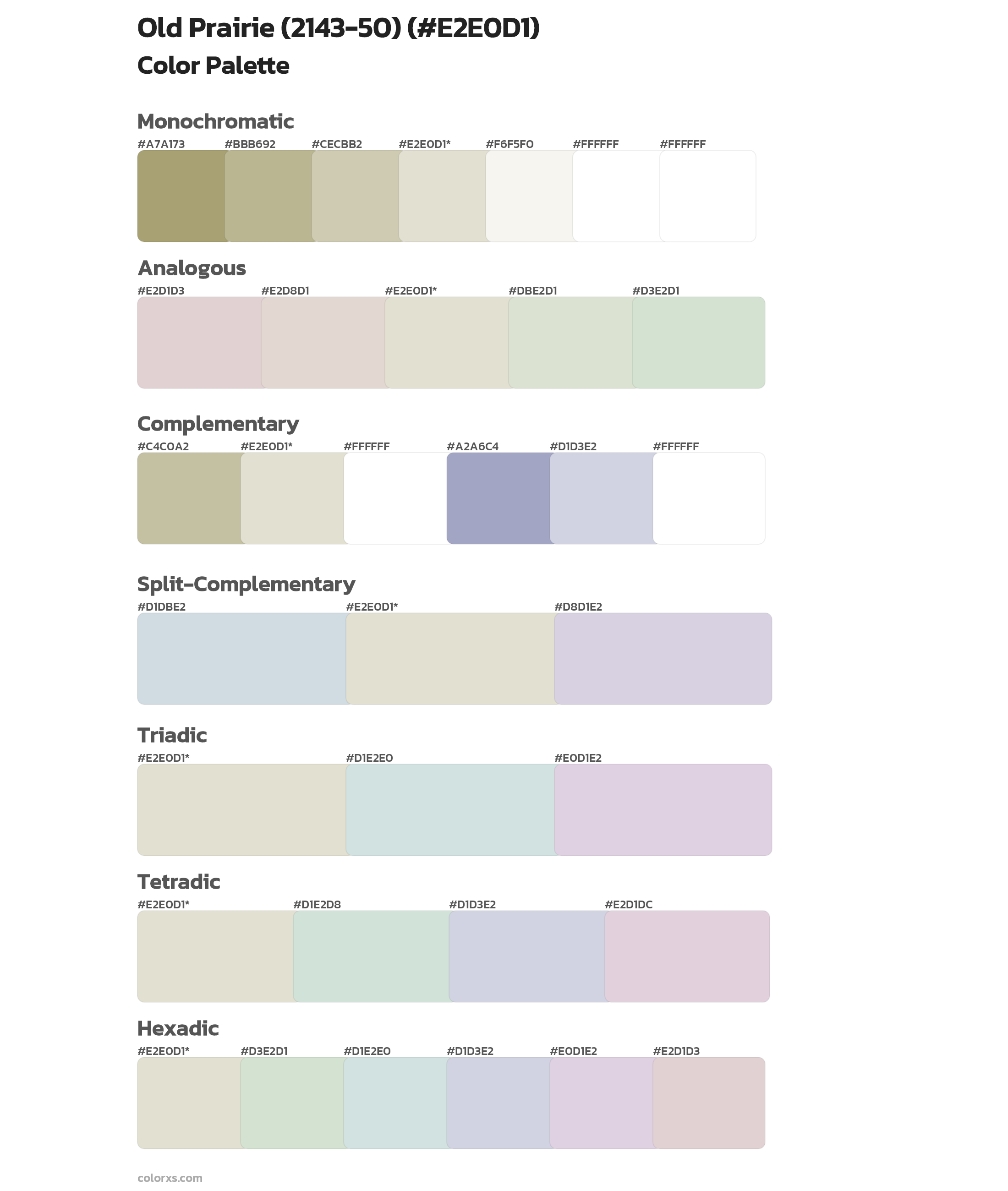 Old Prairie (2143-50) Color Scheme Palettes