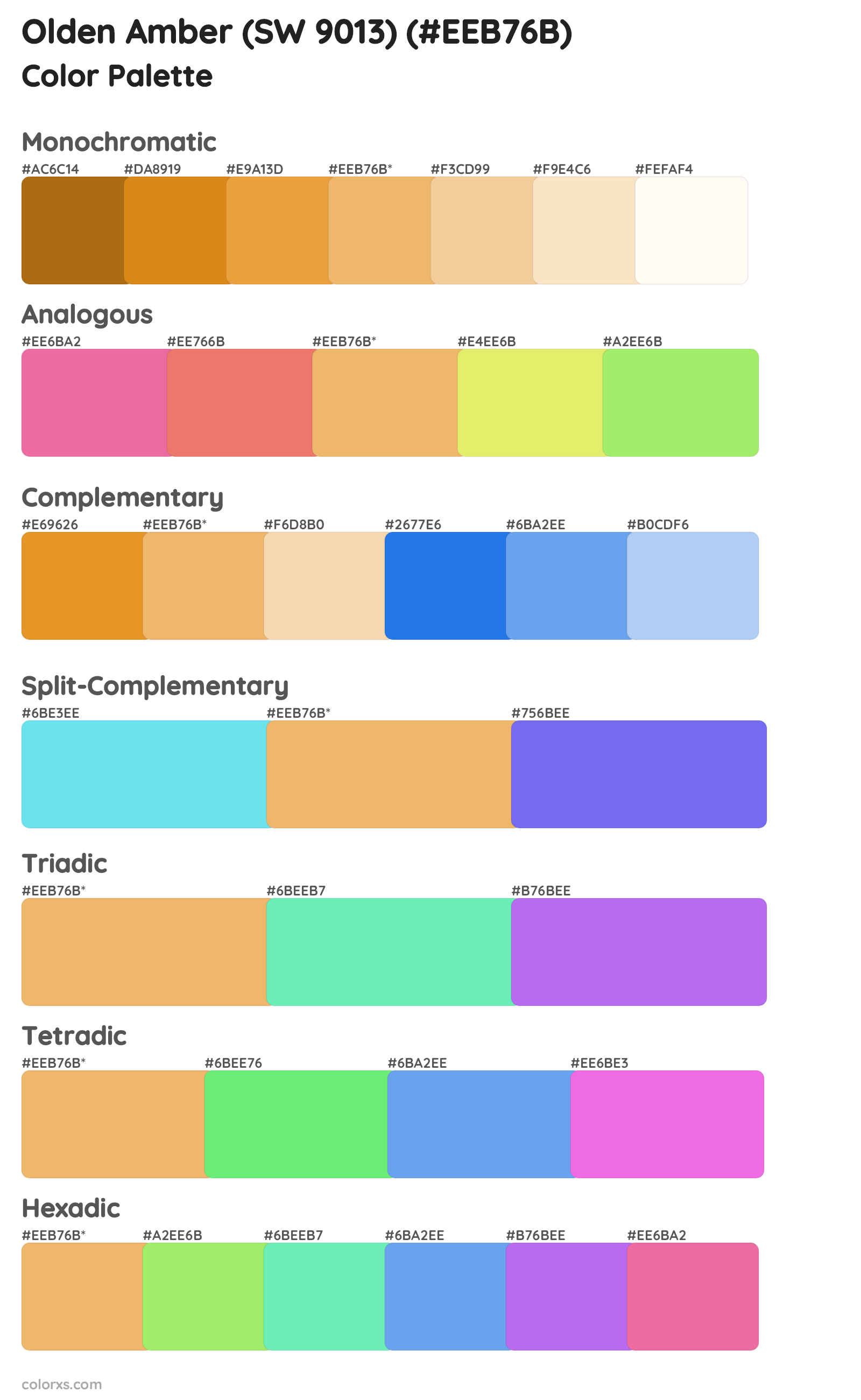 Olden Amber (SW 9013) Color Scheme Palettes