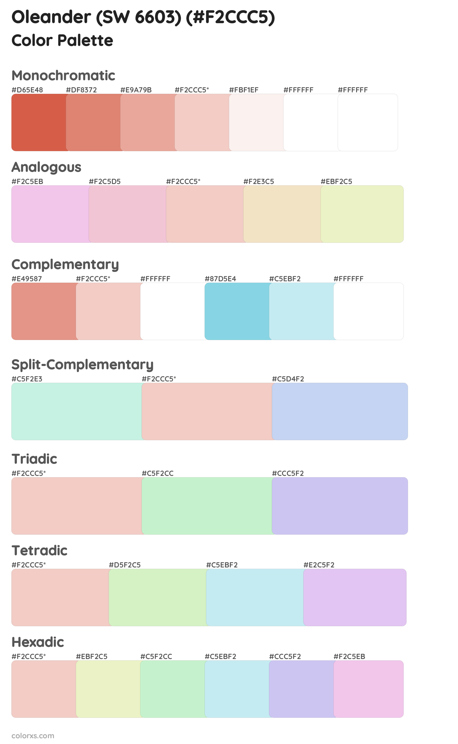 Oleander (SW 6603) Color Scheme Palettes