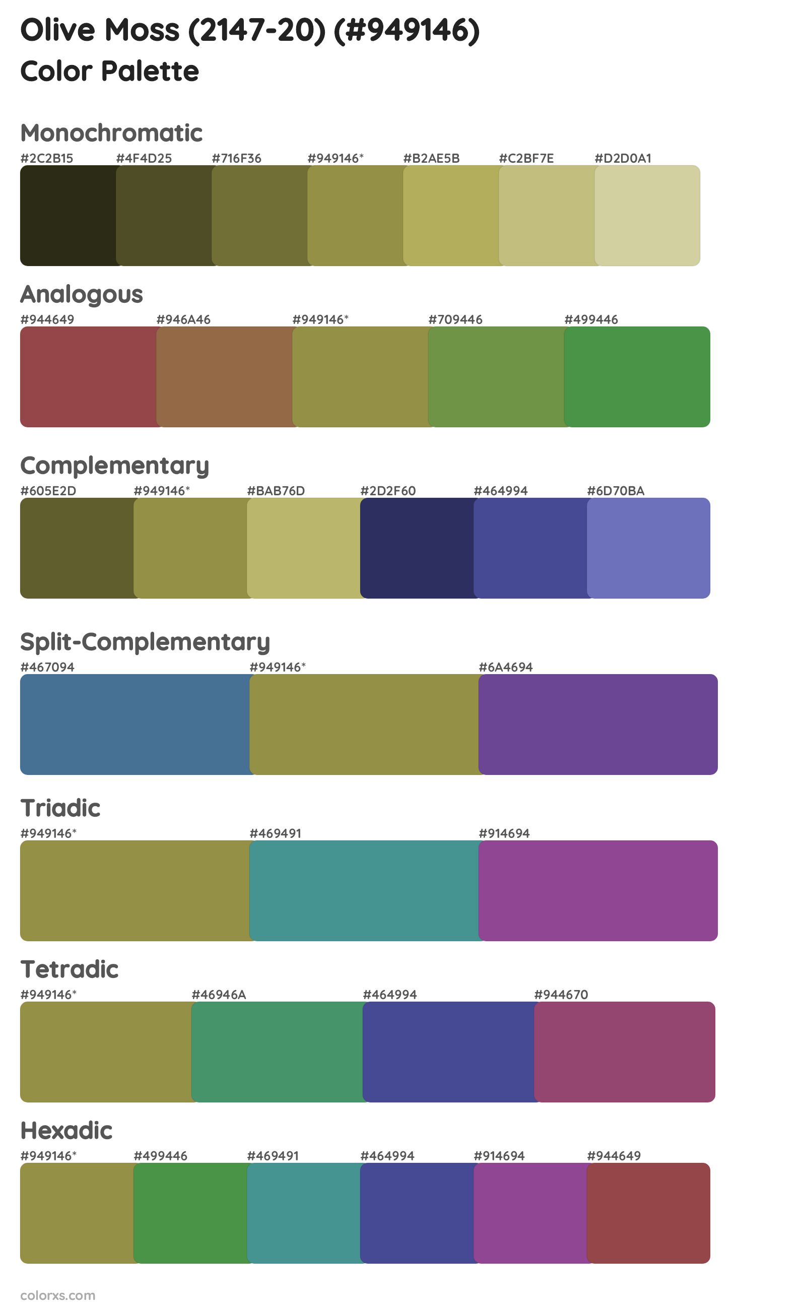 Olive Moss (2147-20) Color Scheme Palettes