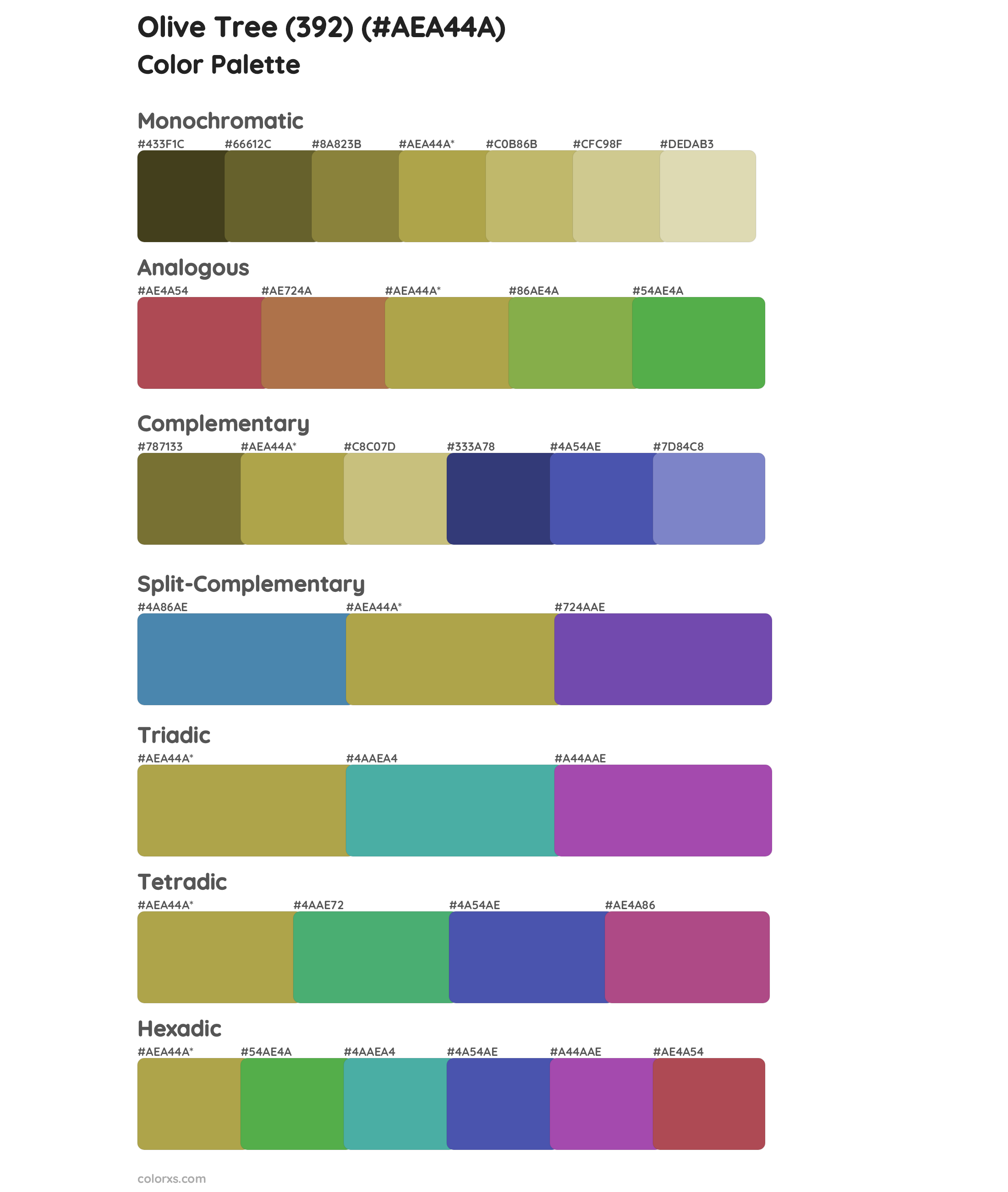 Olive Tree (392) Color Scheme Palettes