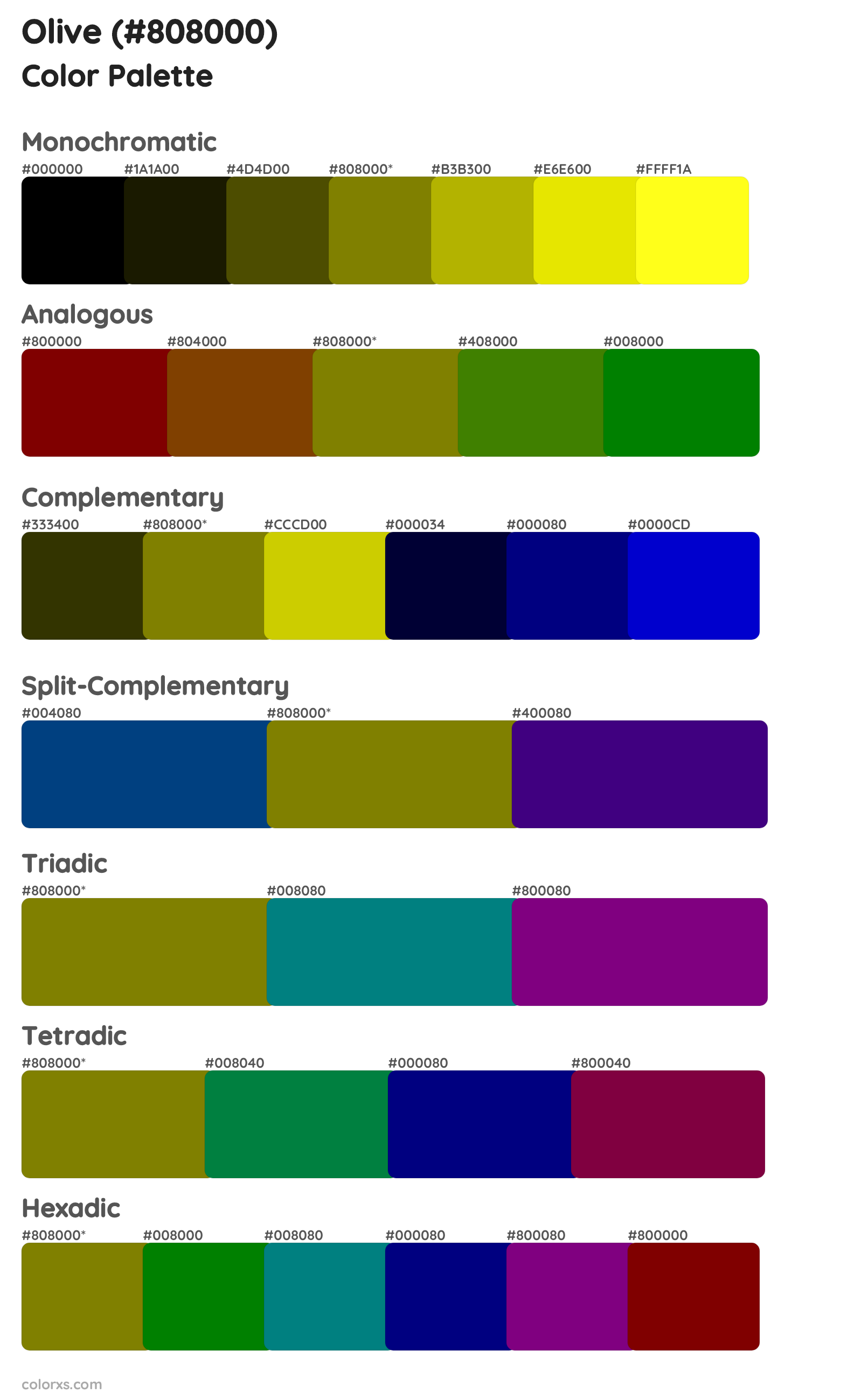 Olive Color Scheme Palettes