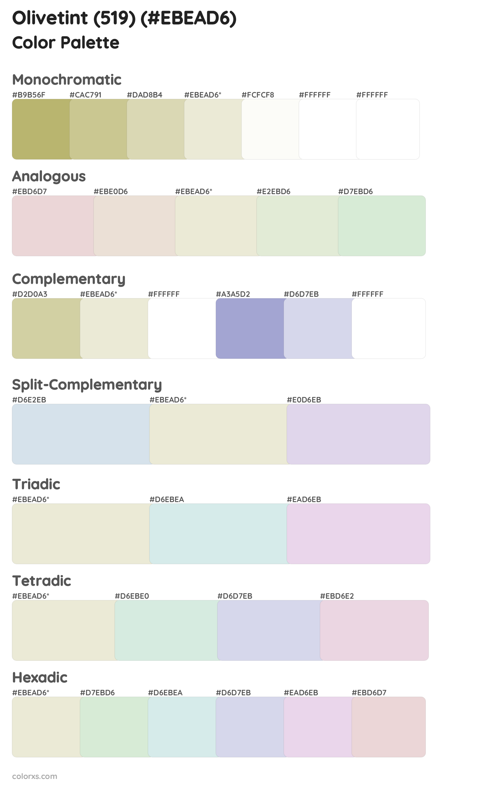 Olivetint (519) Color Scheme Palettes