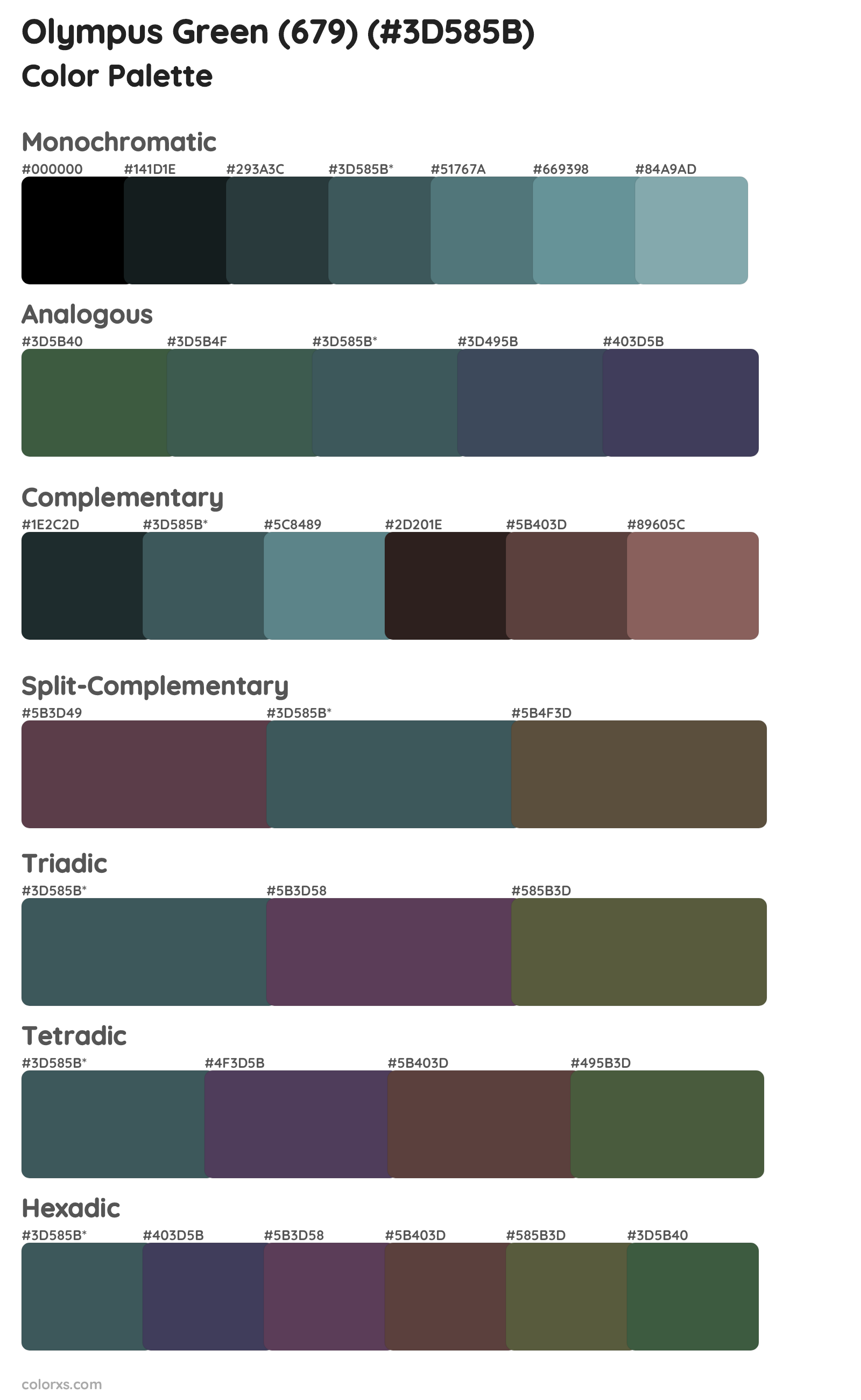 Olympus Green (679) Color Scheme Palettes