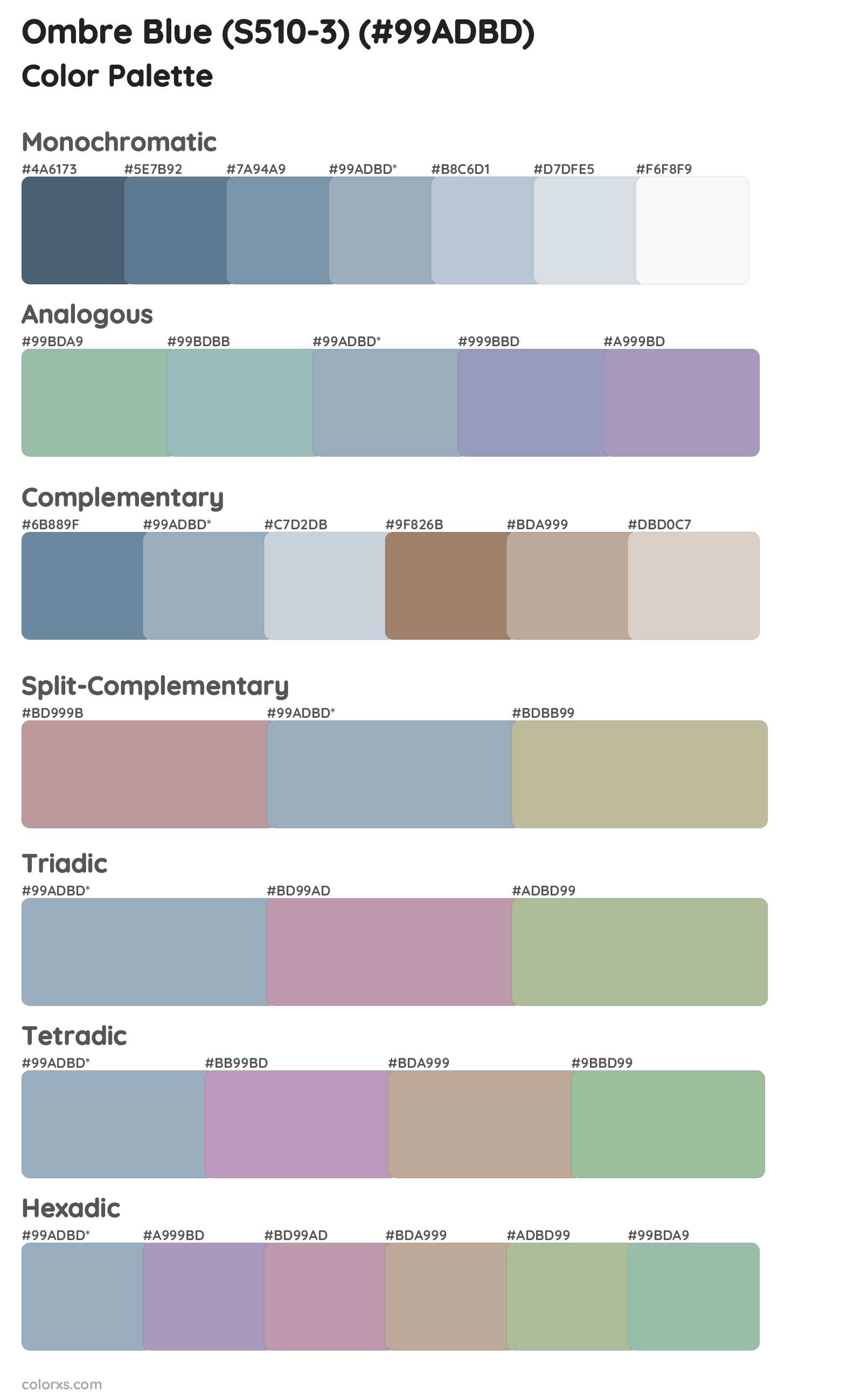 Ombre Blue (S510-3) Color Scheme Palettes