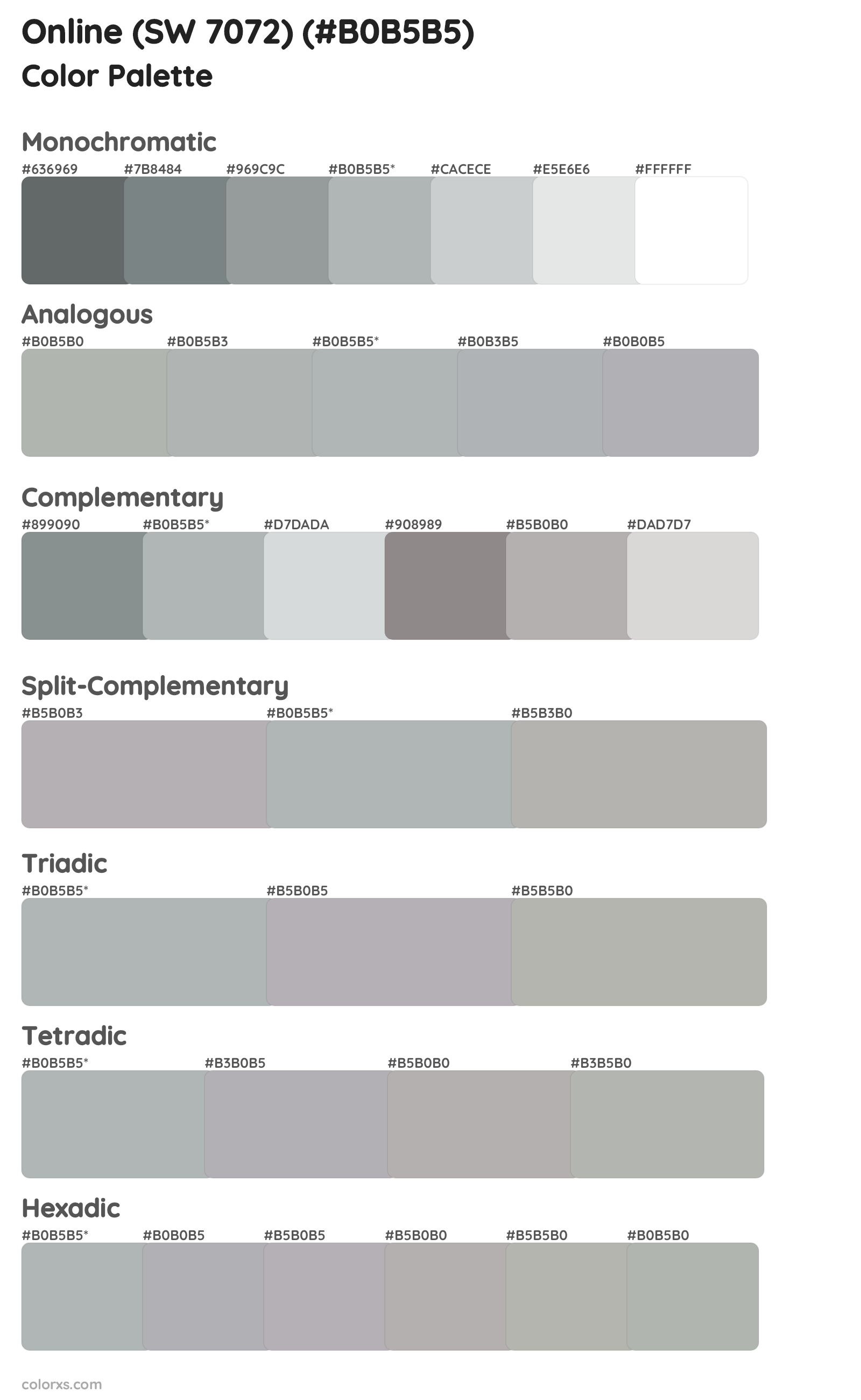 Online (SW 7072) Color Scheme Palettes