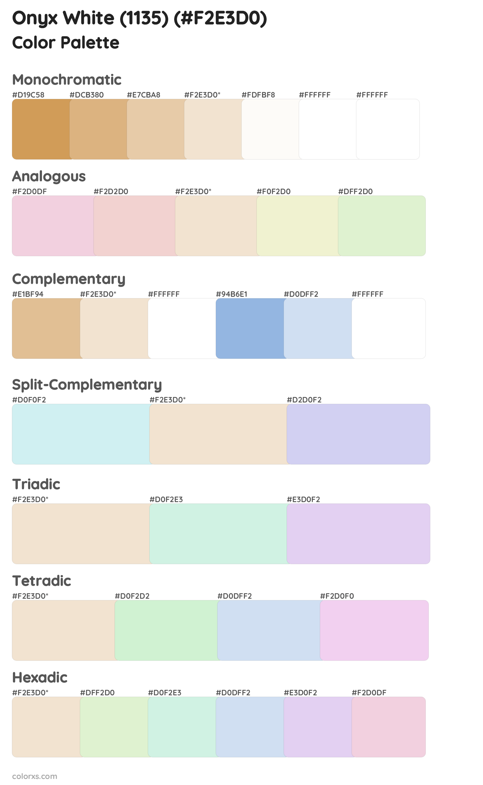 Onyx White (1135) Color Scheme Palettes