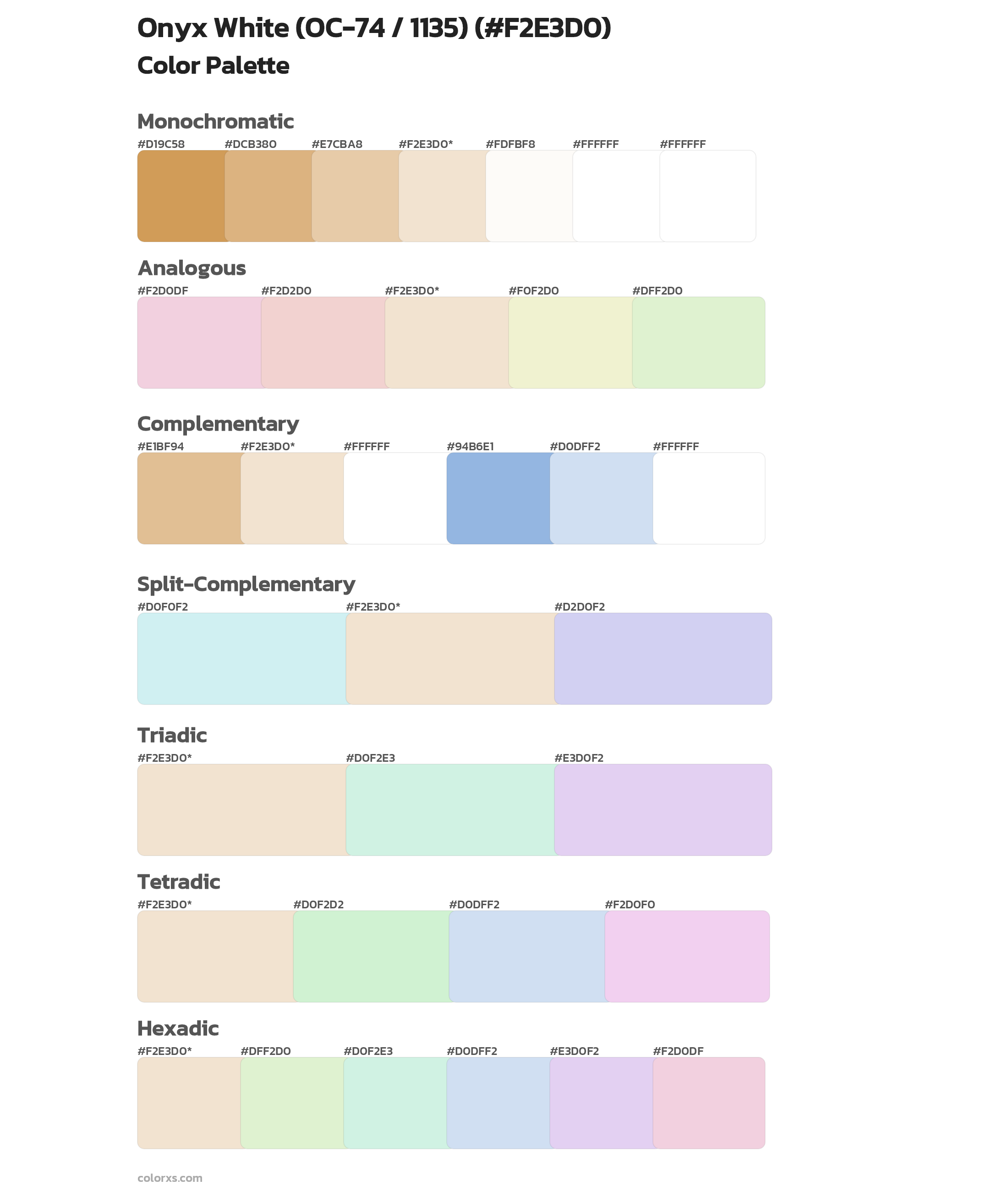 Onyx White (OC-74 / 1135) Color Scheme Palettes