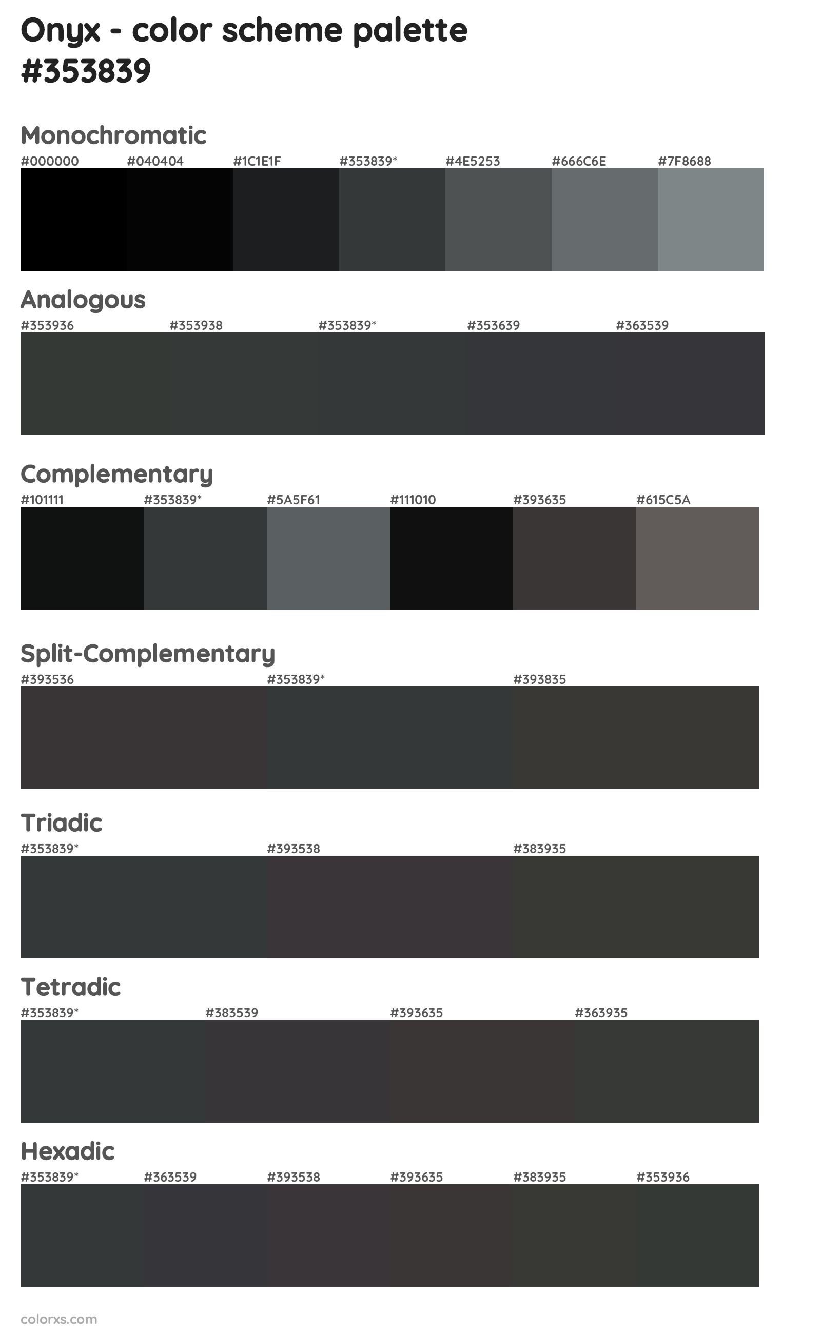 Onyx Color Scheme Palettes