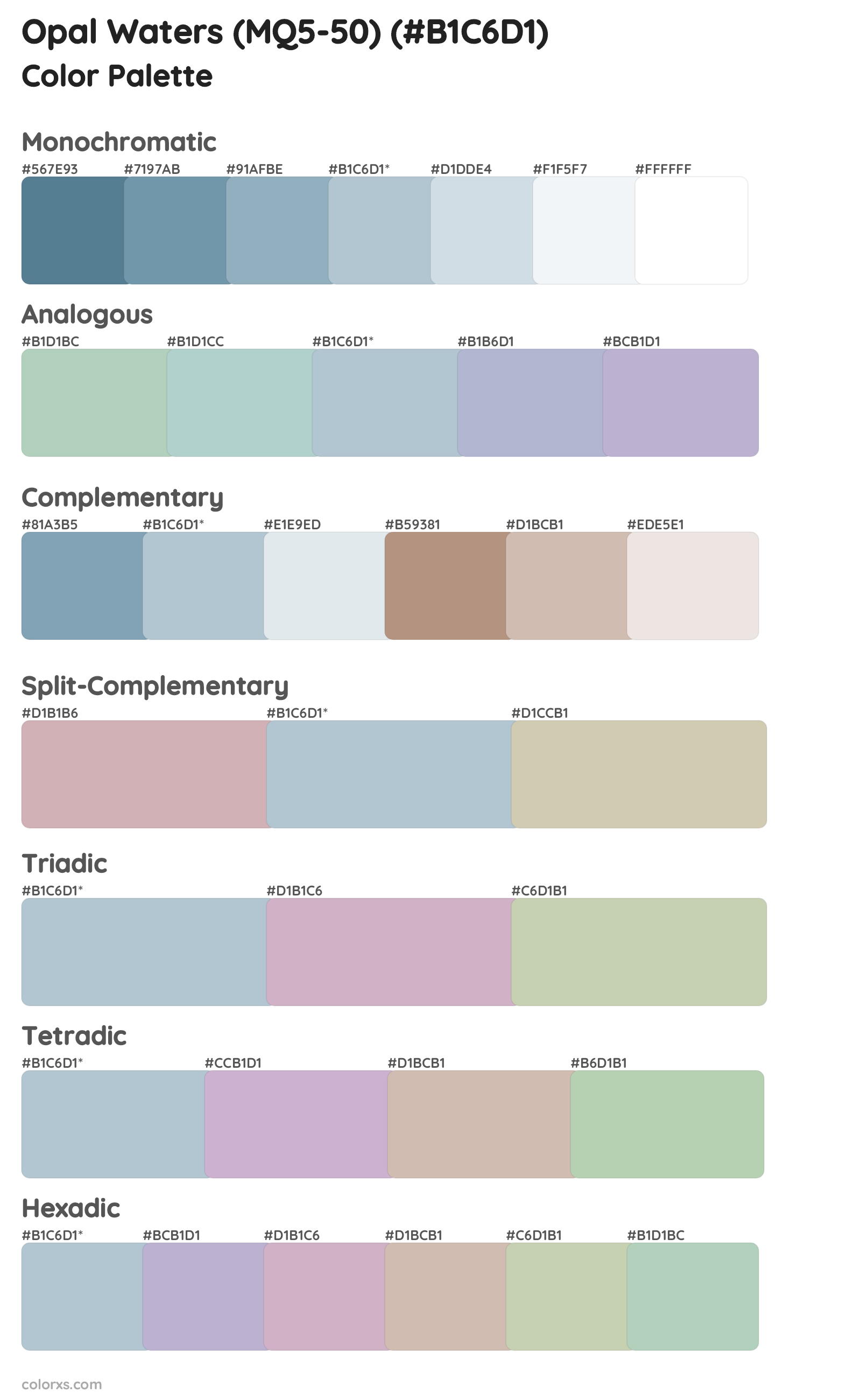 Opal Waters (MQ5-50) Color Scheme Palettes