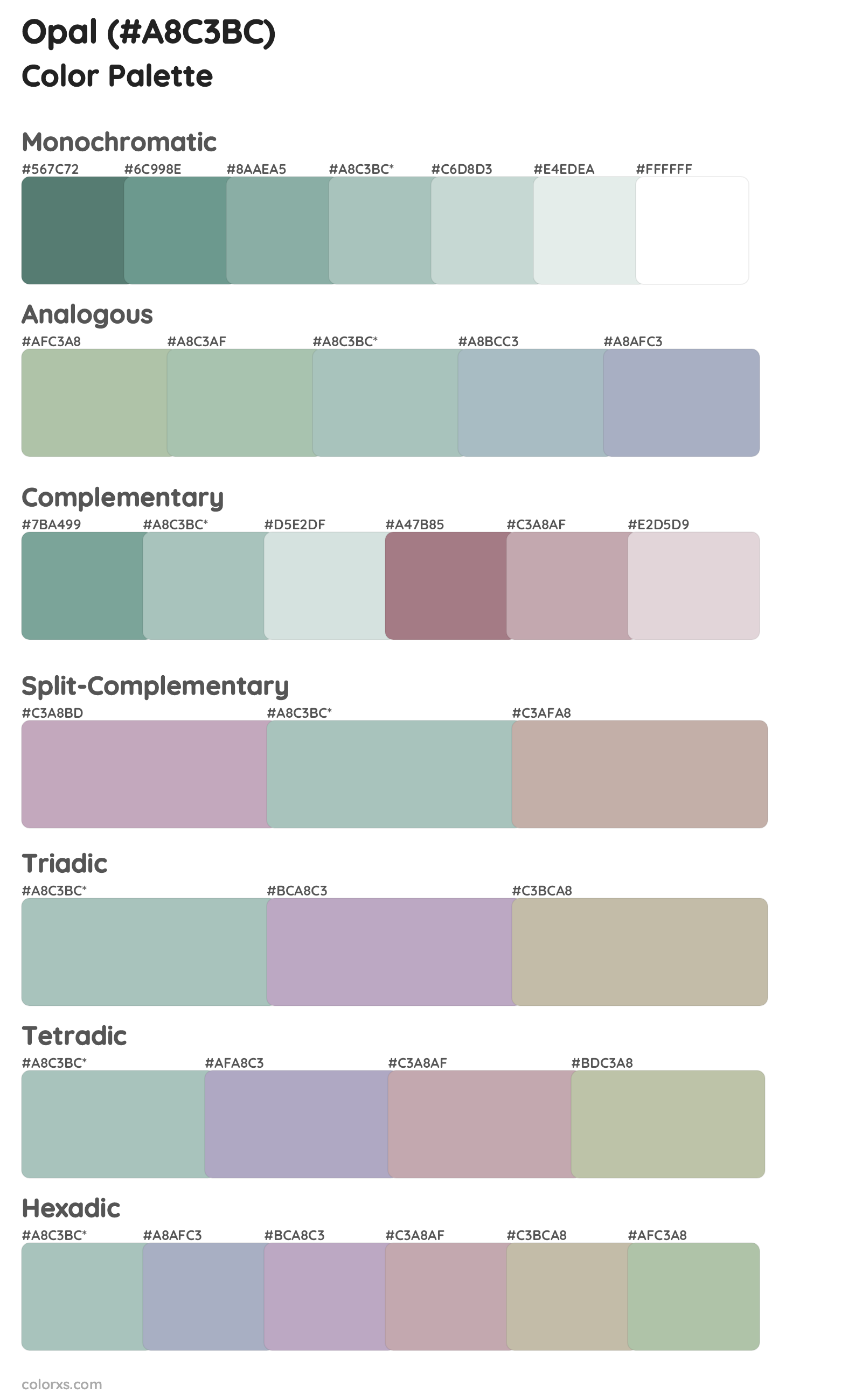 Opal Color Scheme Palettes