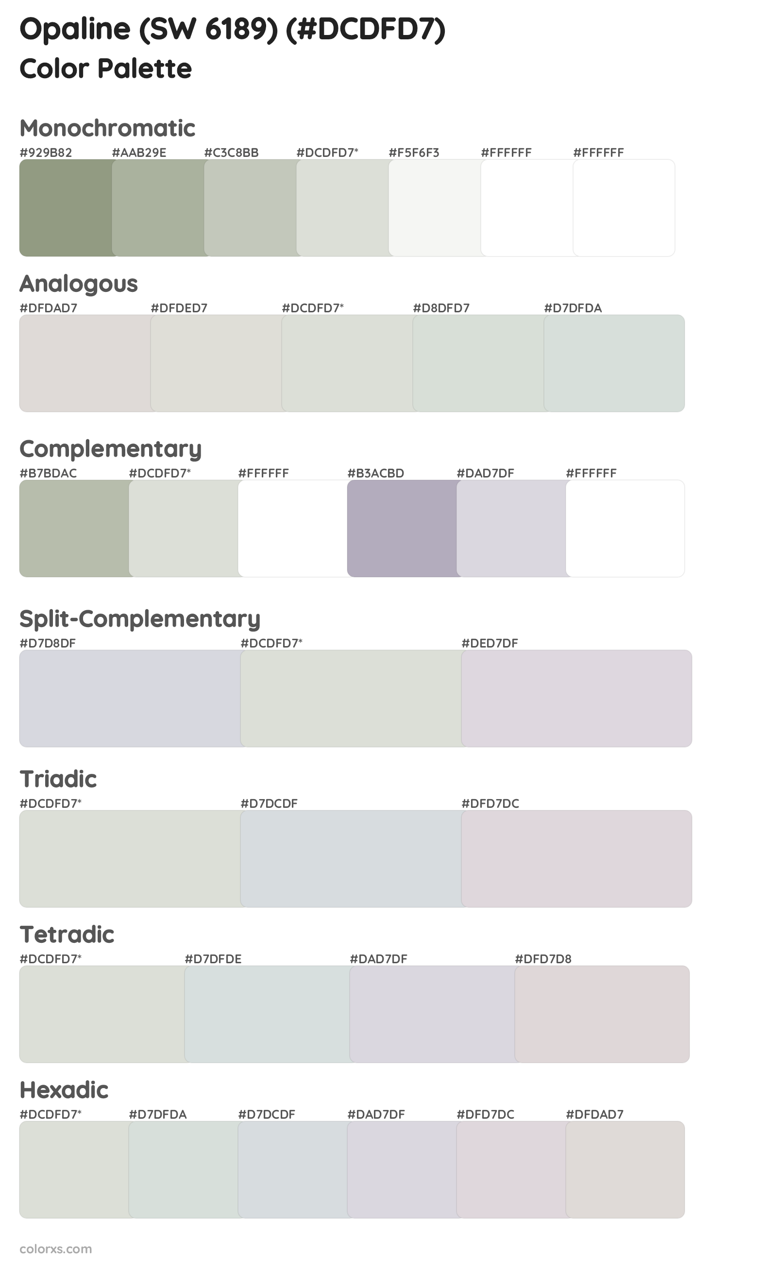 Opaline (SW 6189) Color Scheme Palettes