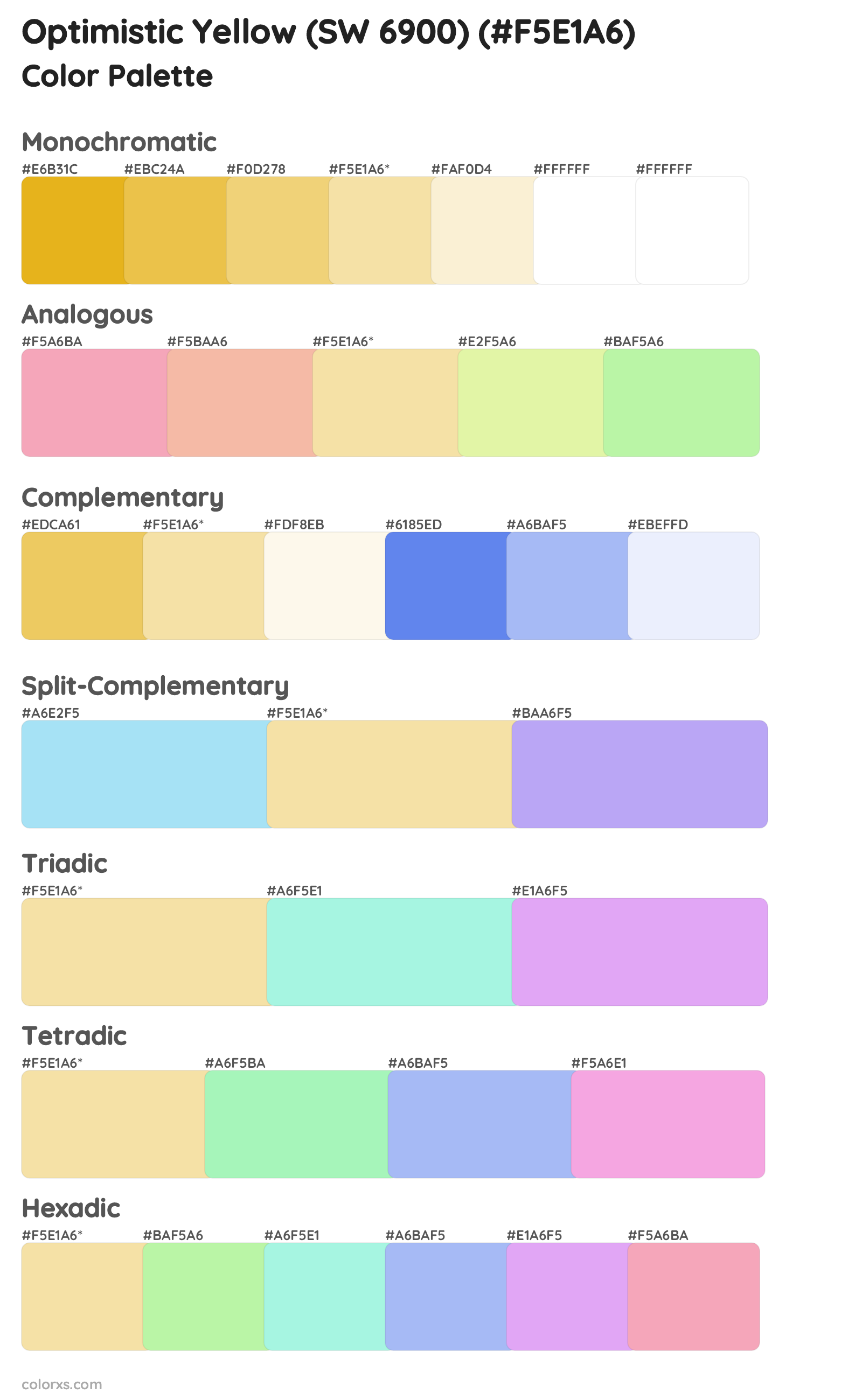 Optimistic Yellow (SW 6900) Color Scheme Palettes