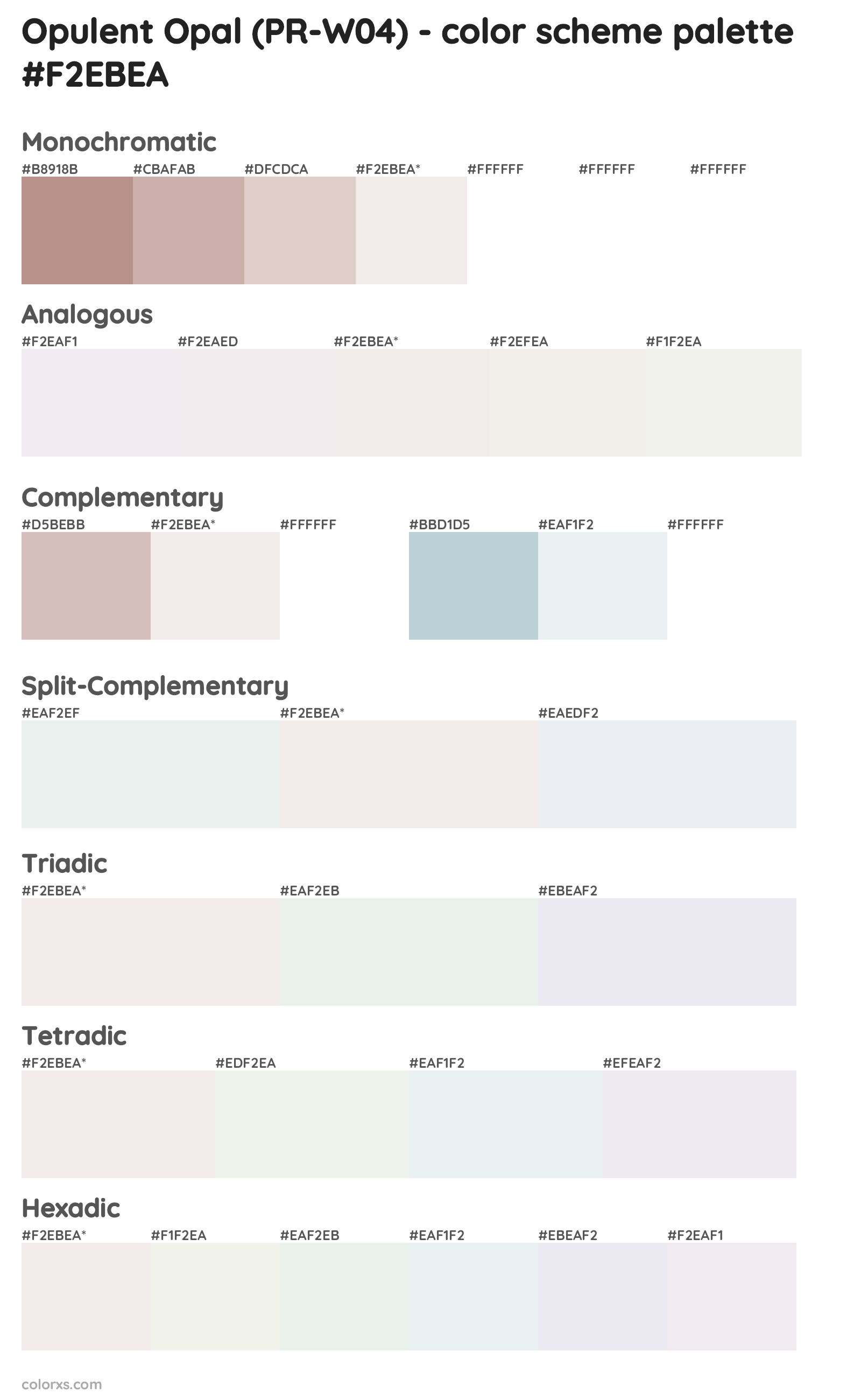 Opulent Opal (PR-W04) Color Scheme Palettes