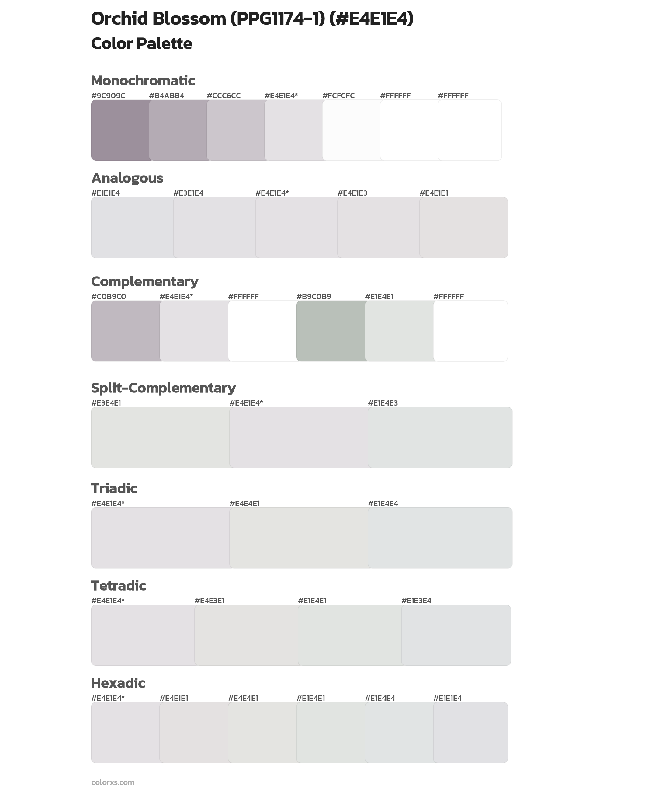 Orchid Blossom (PPG1174-1) Color Scheme Palettes