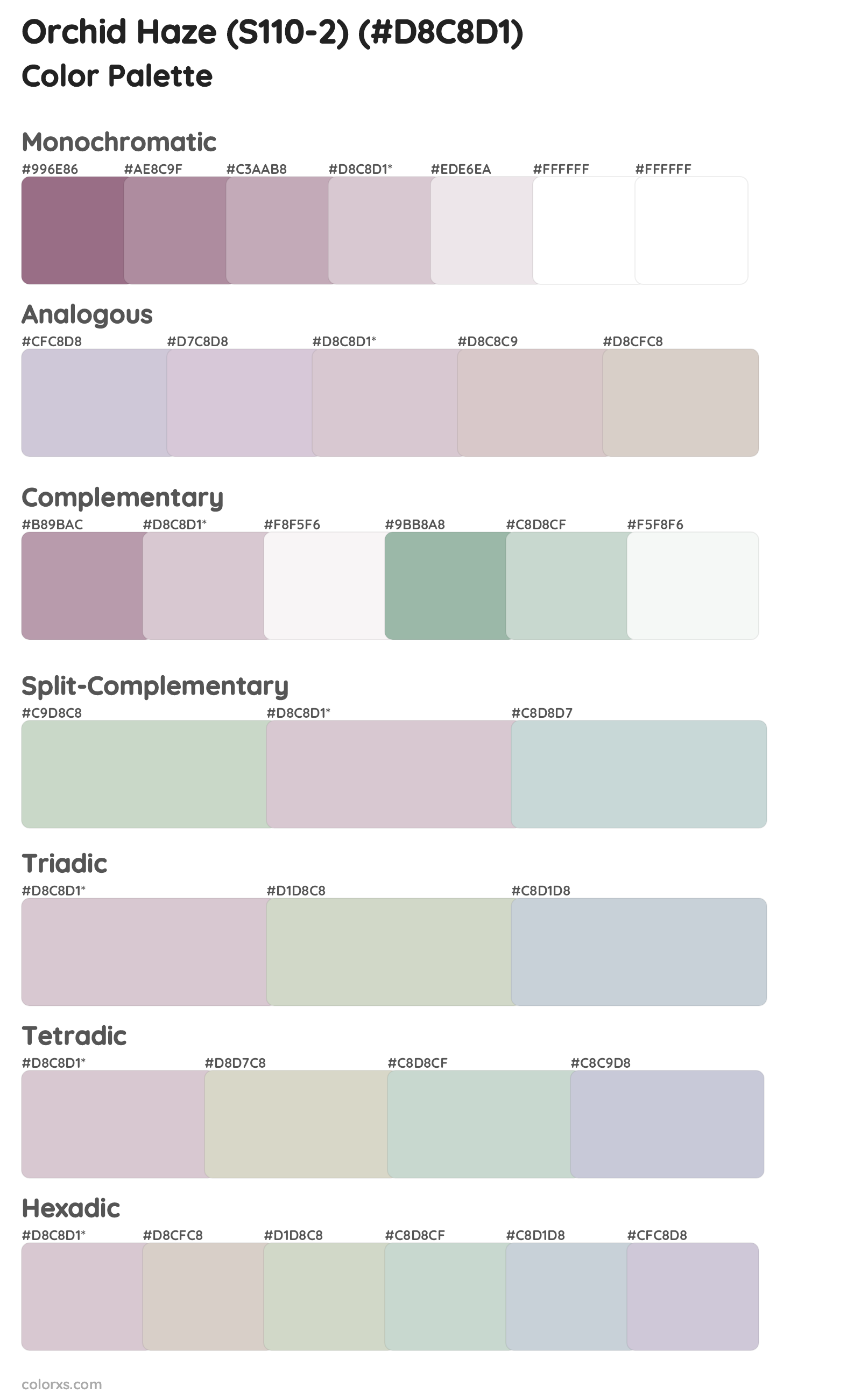 Orchid Haze (S110-2) Color Scheme Palettes