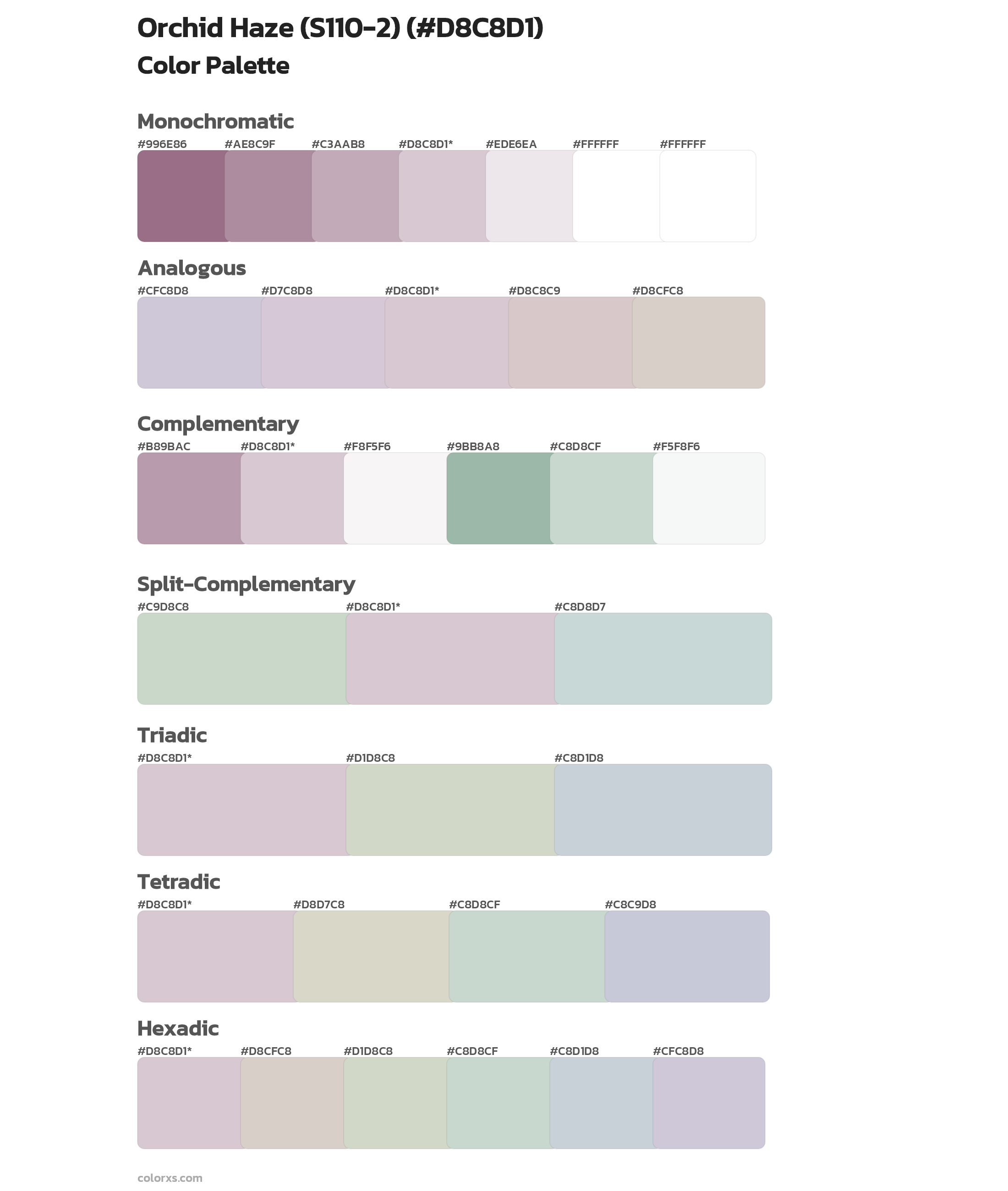 Orchid Haze (S110-2) Color Scheme Palettes