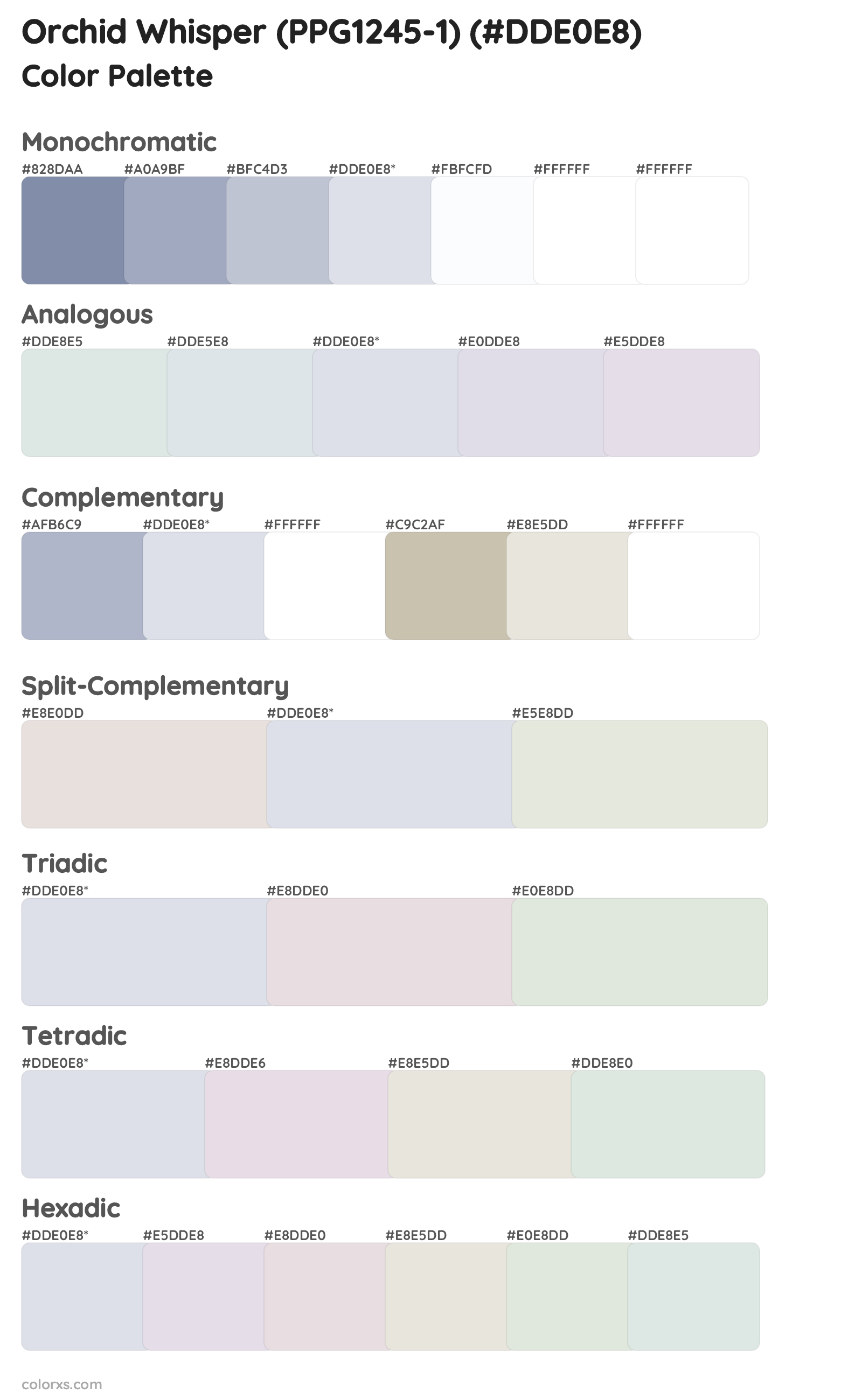 Orchid Whisper (PPG1245-1) Color Scheme Palettes