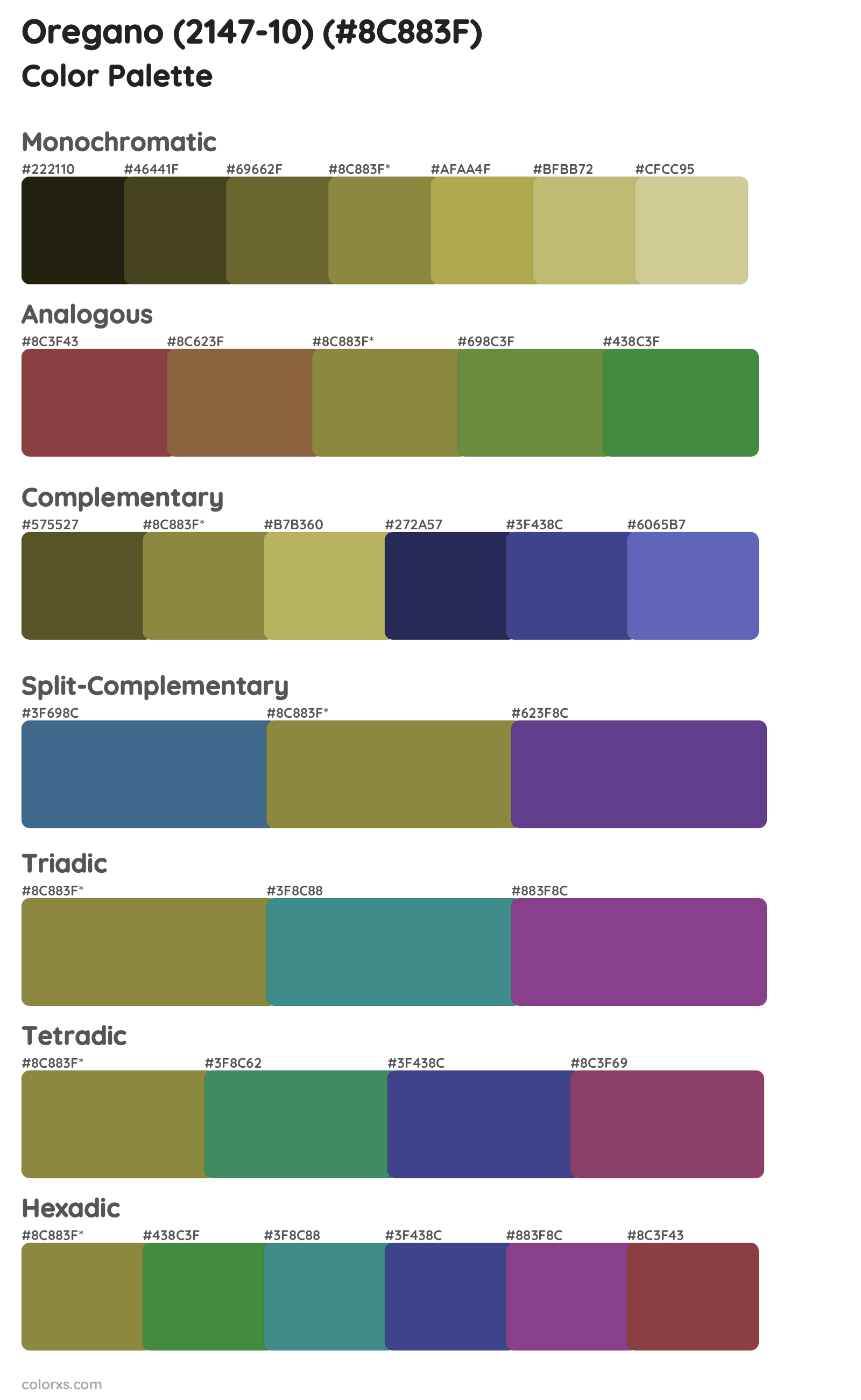 Oregano (2147-10) Color Scheme Palettes