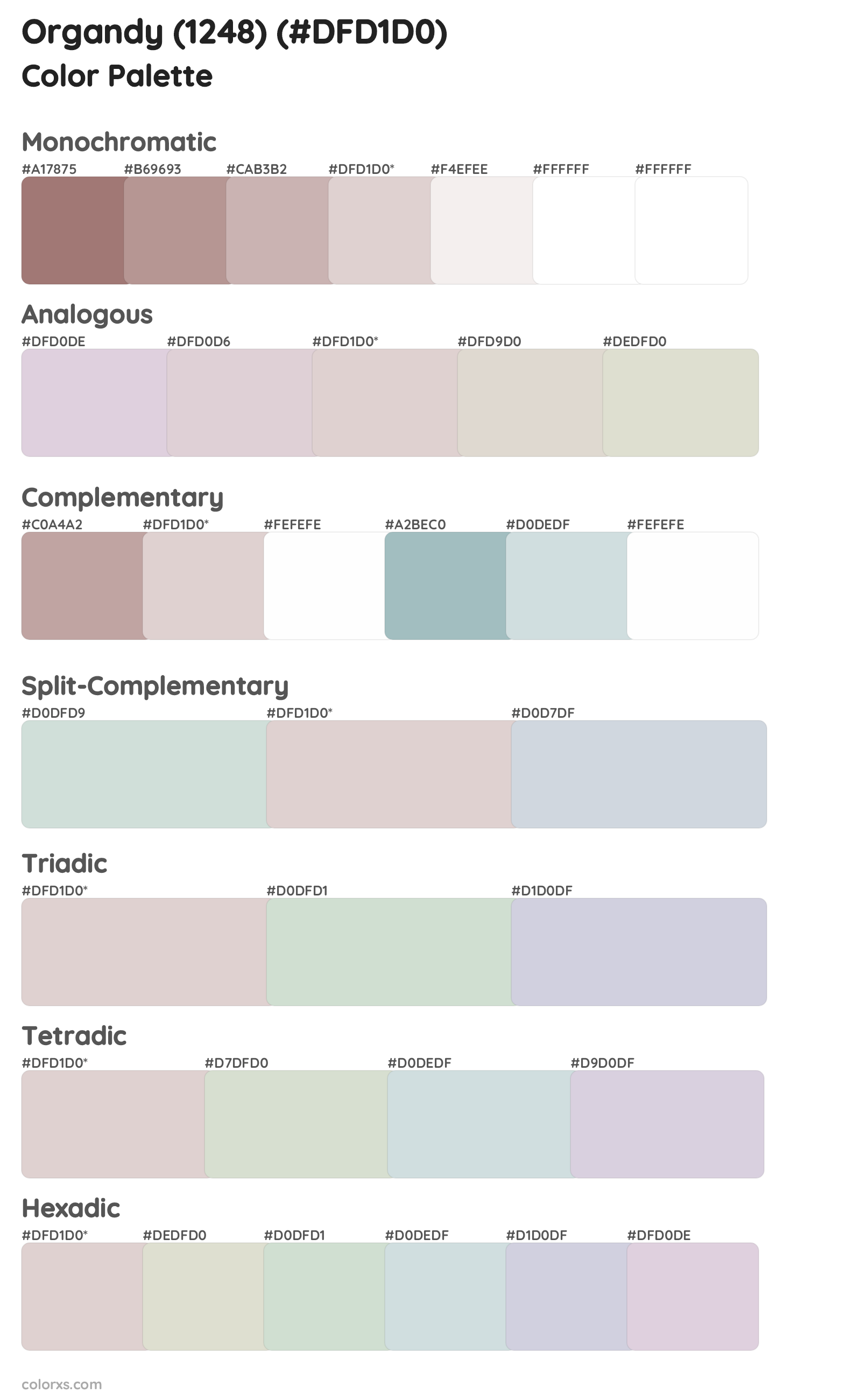 Organdy (1248) Color Scheme Palettes