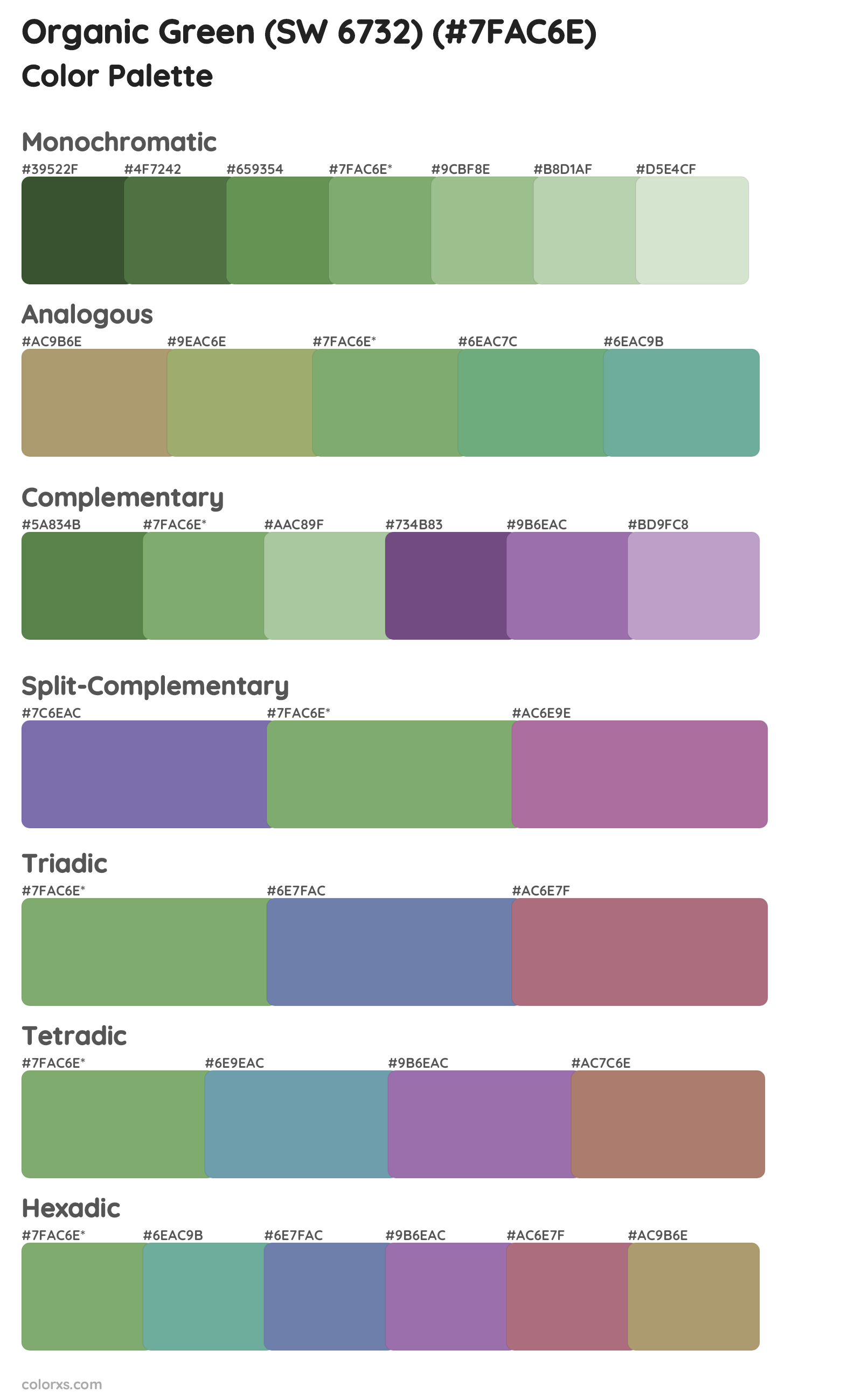 Organic Green (SW 6732) Color Scheme Palettes