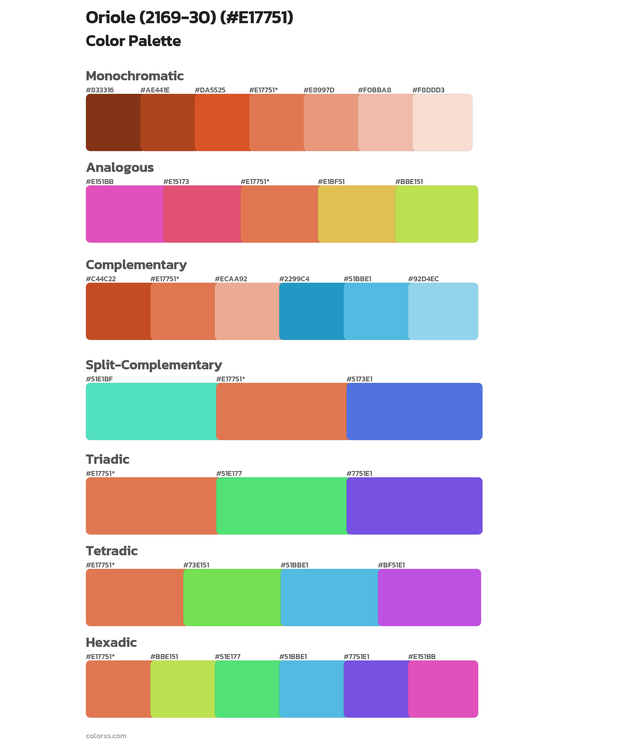 Oriole (2169-30) Color Scheme Palettes