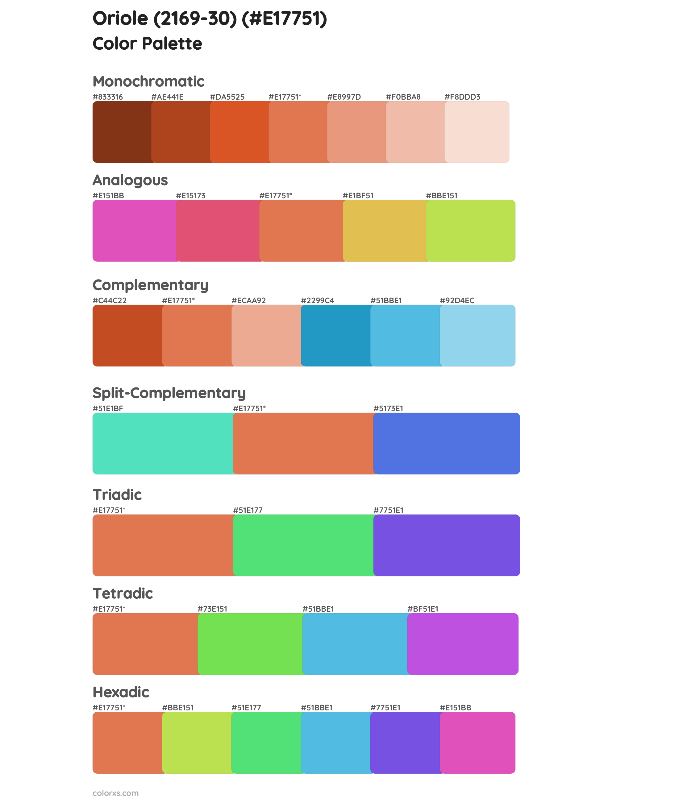 Oriole (2169-30) Color Scheme Palettes