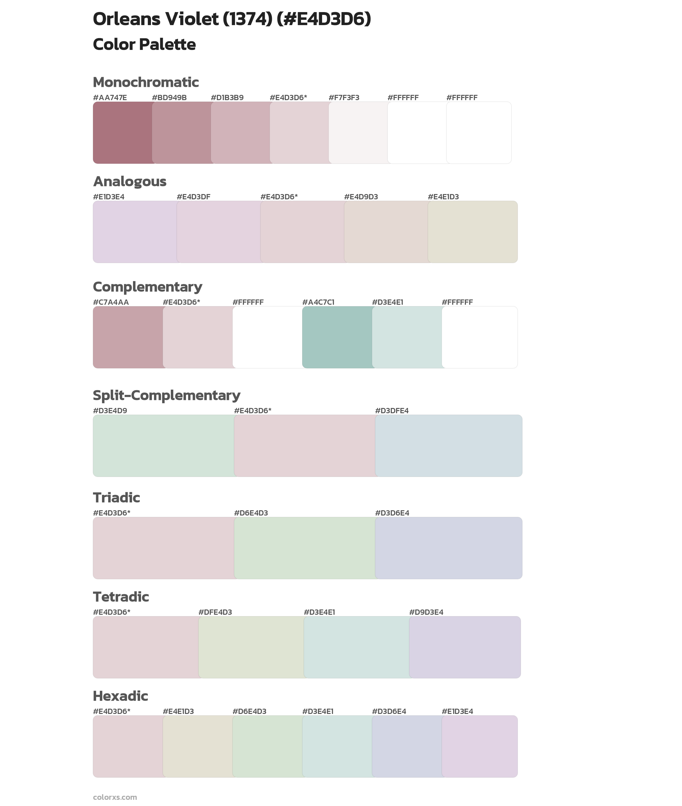 Orleans Violet (1374) Color Scheme Palettes