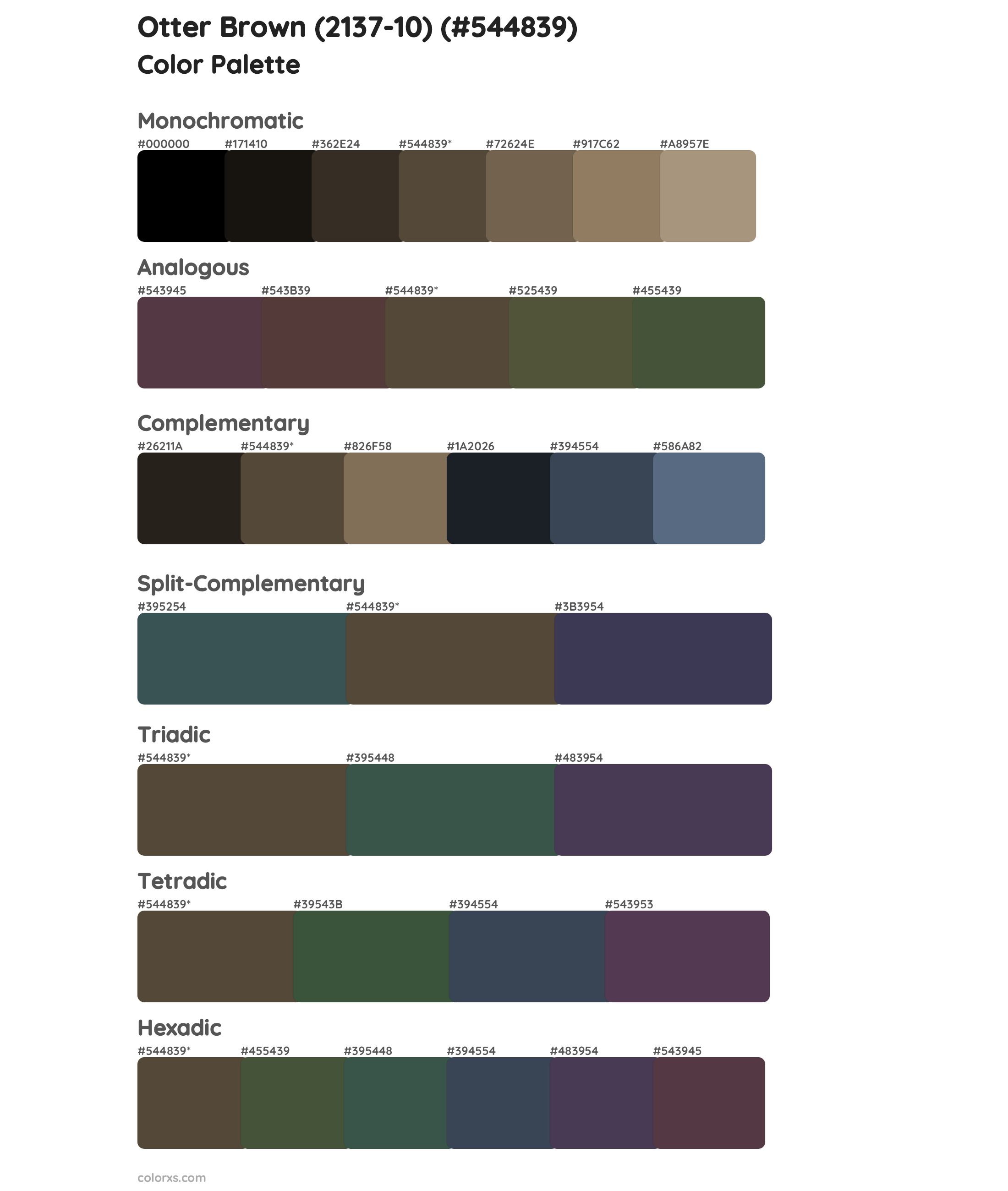 Otter Brown (2137-10) Color Scheme Palettes