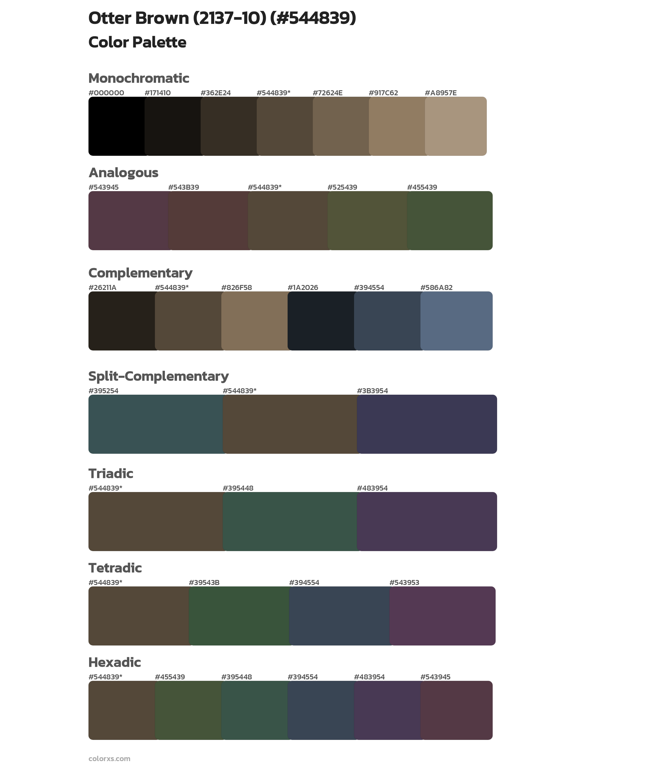 Otter Brown (2137-10) Color Scheme Palettes