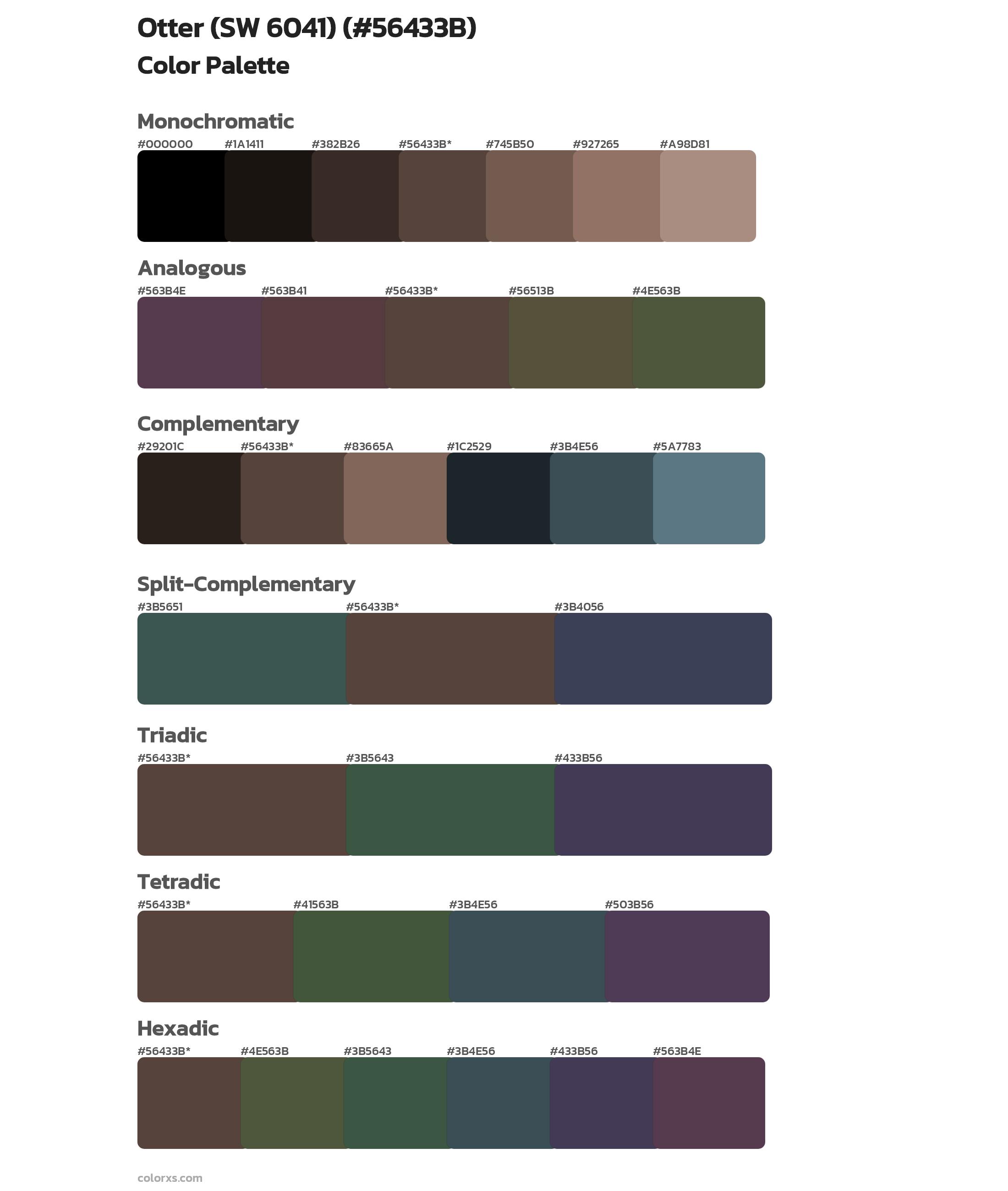 Otter (SW 6041) Color Scheme Palettes