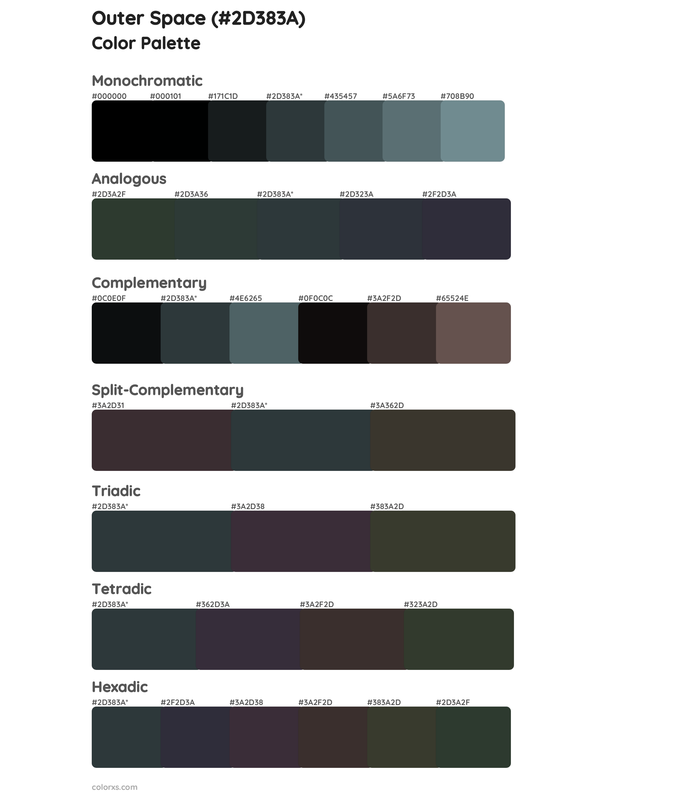 Outer Space Color Scheme Palettes