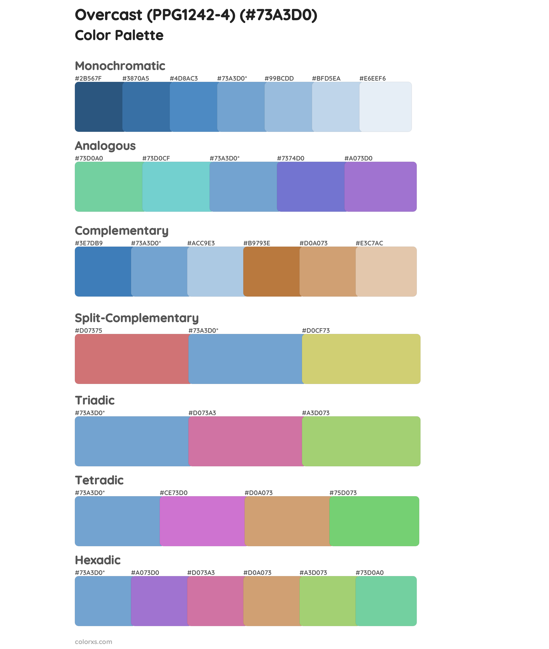Overcast (PPG1242-4) Color Scheme Palettes