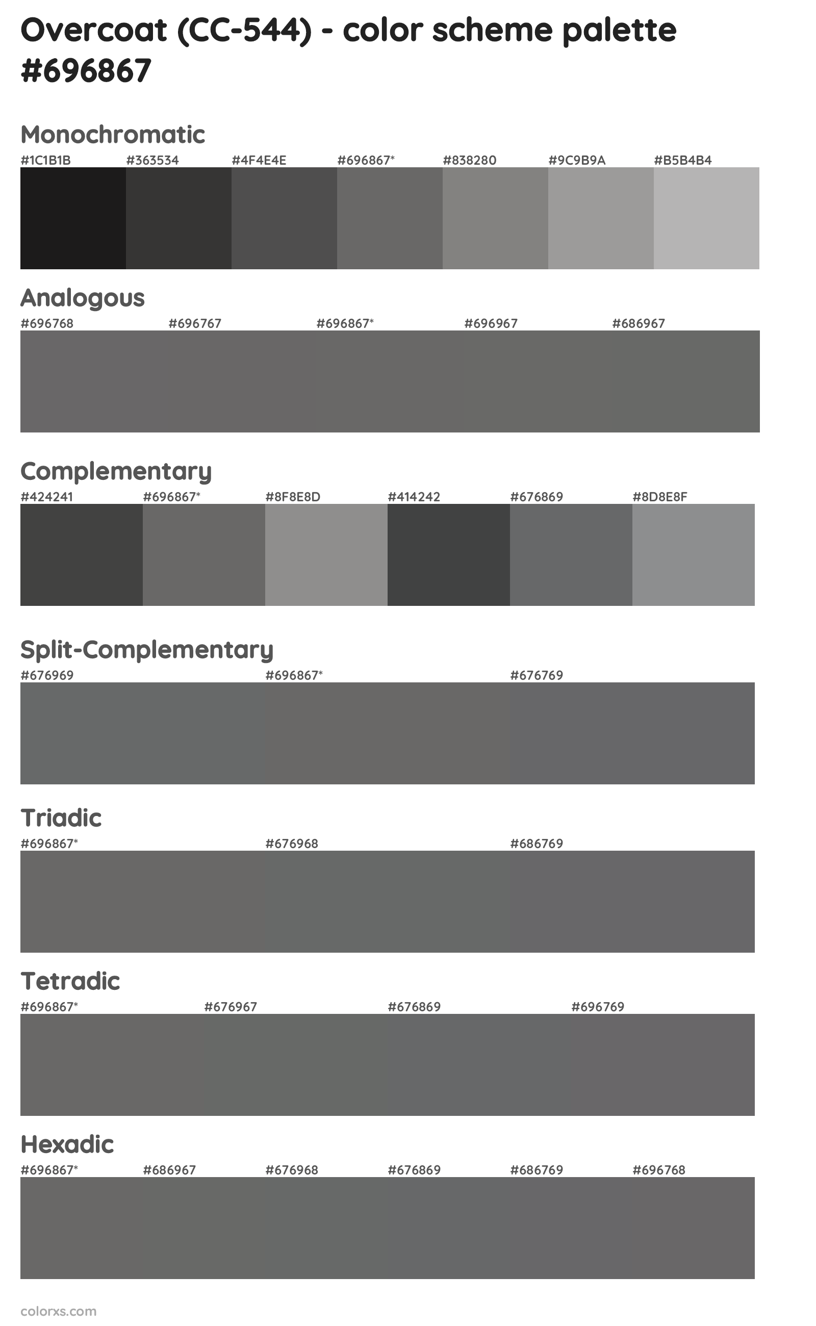 Overcoat (CC-544) Color Scheme Palettes