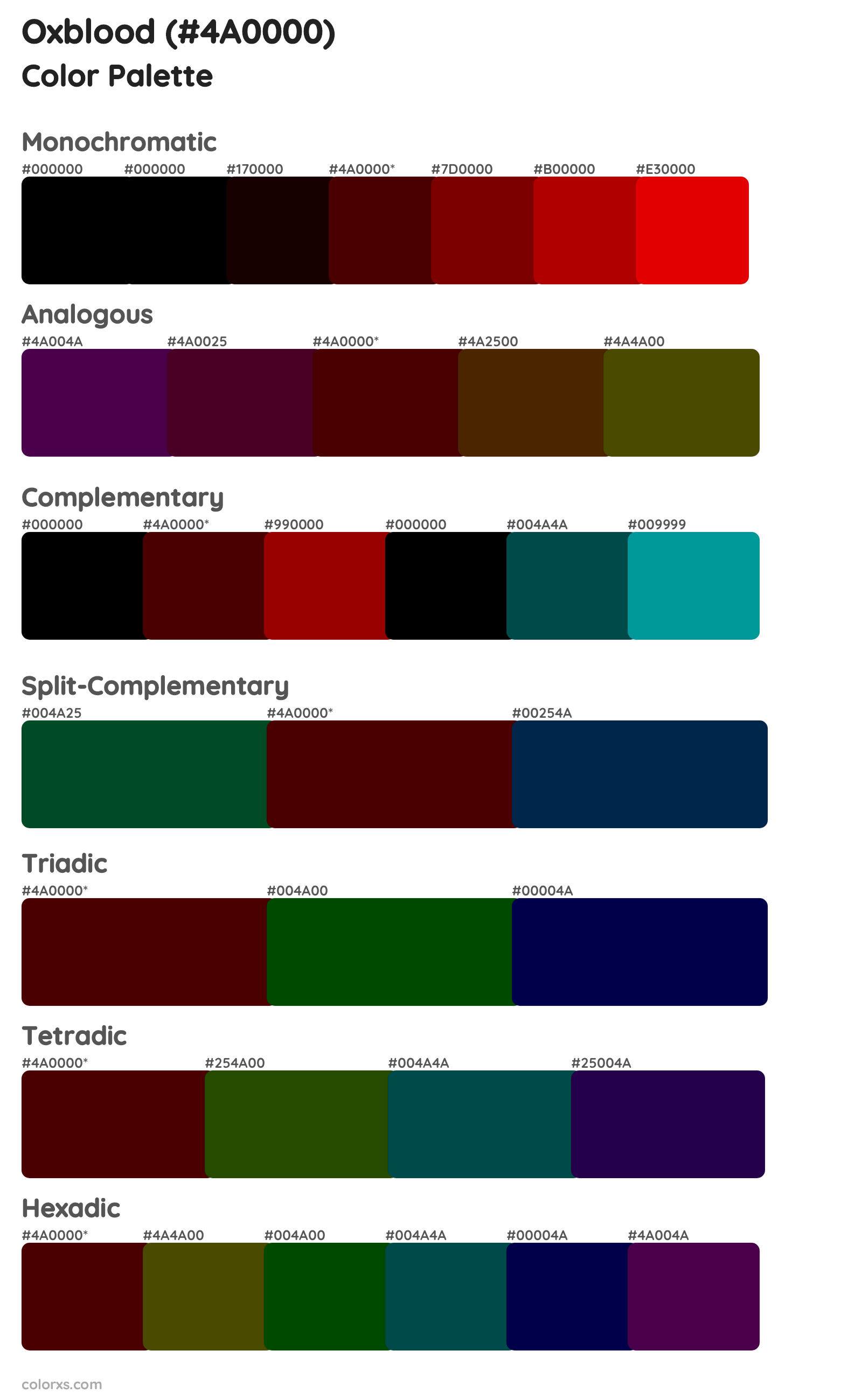 Oxblood Color Scheme Palettes