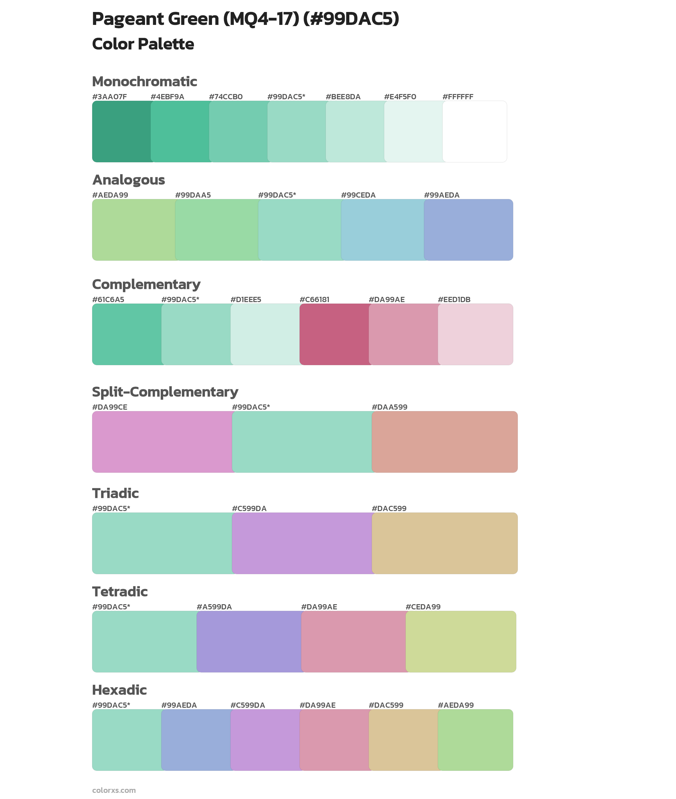 Pageant Green (MQ4-17) Color Scheme Palettes