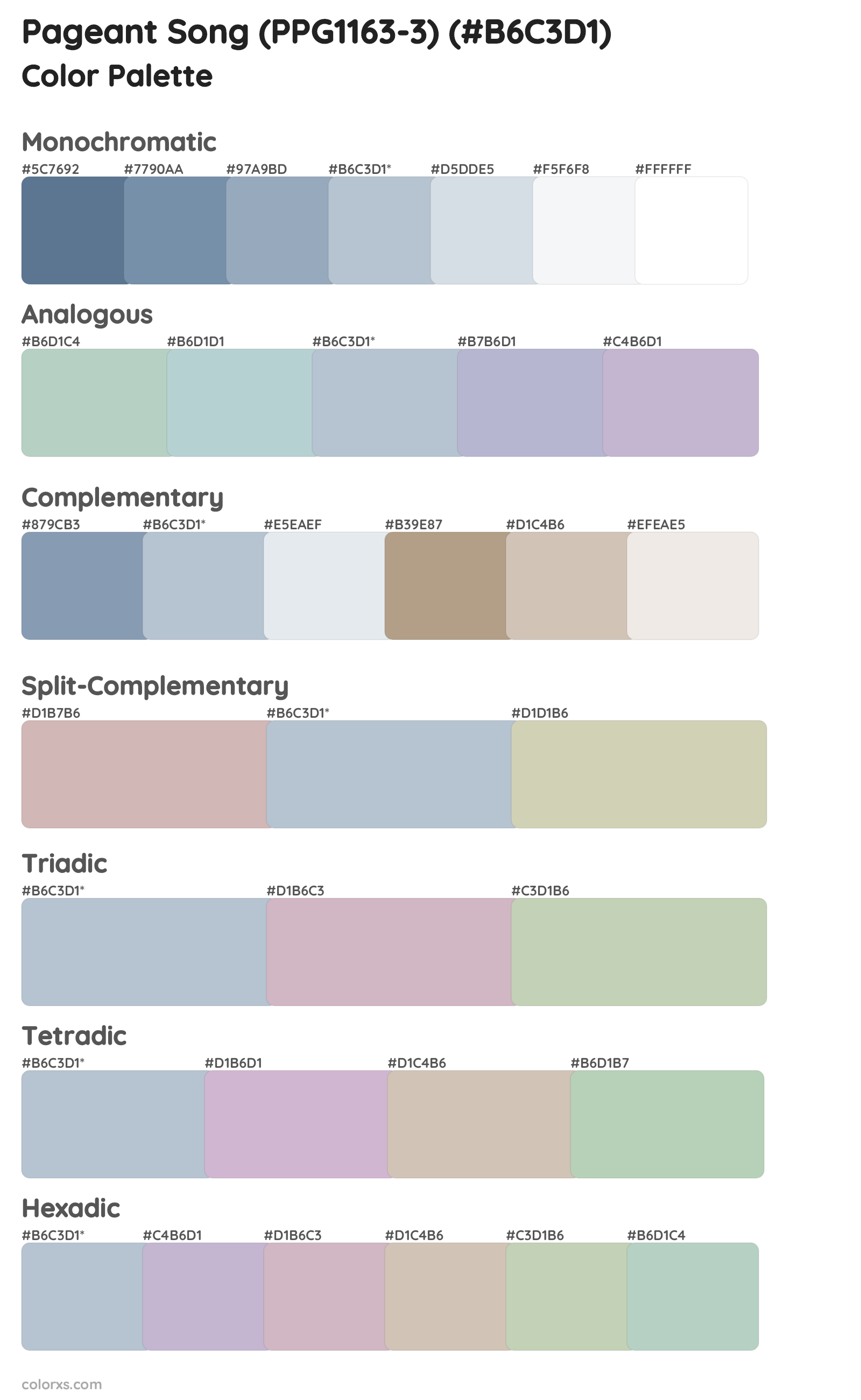 Pageant Song (PPG1163-3) Color Scheme Palettes