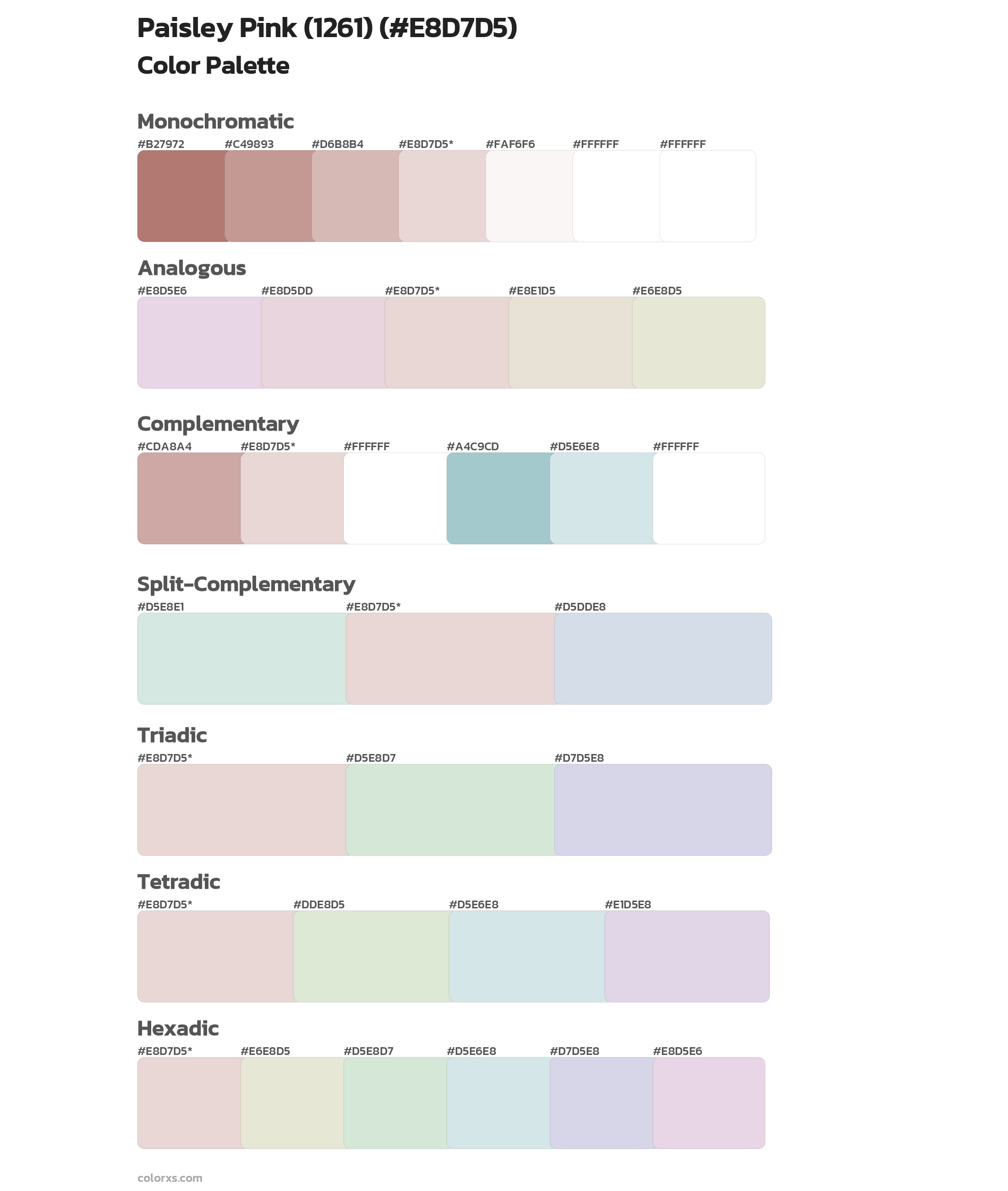 Paisley Pink (1261) Color Scheme Palettes