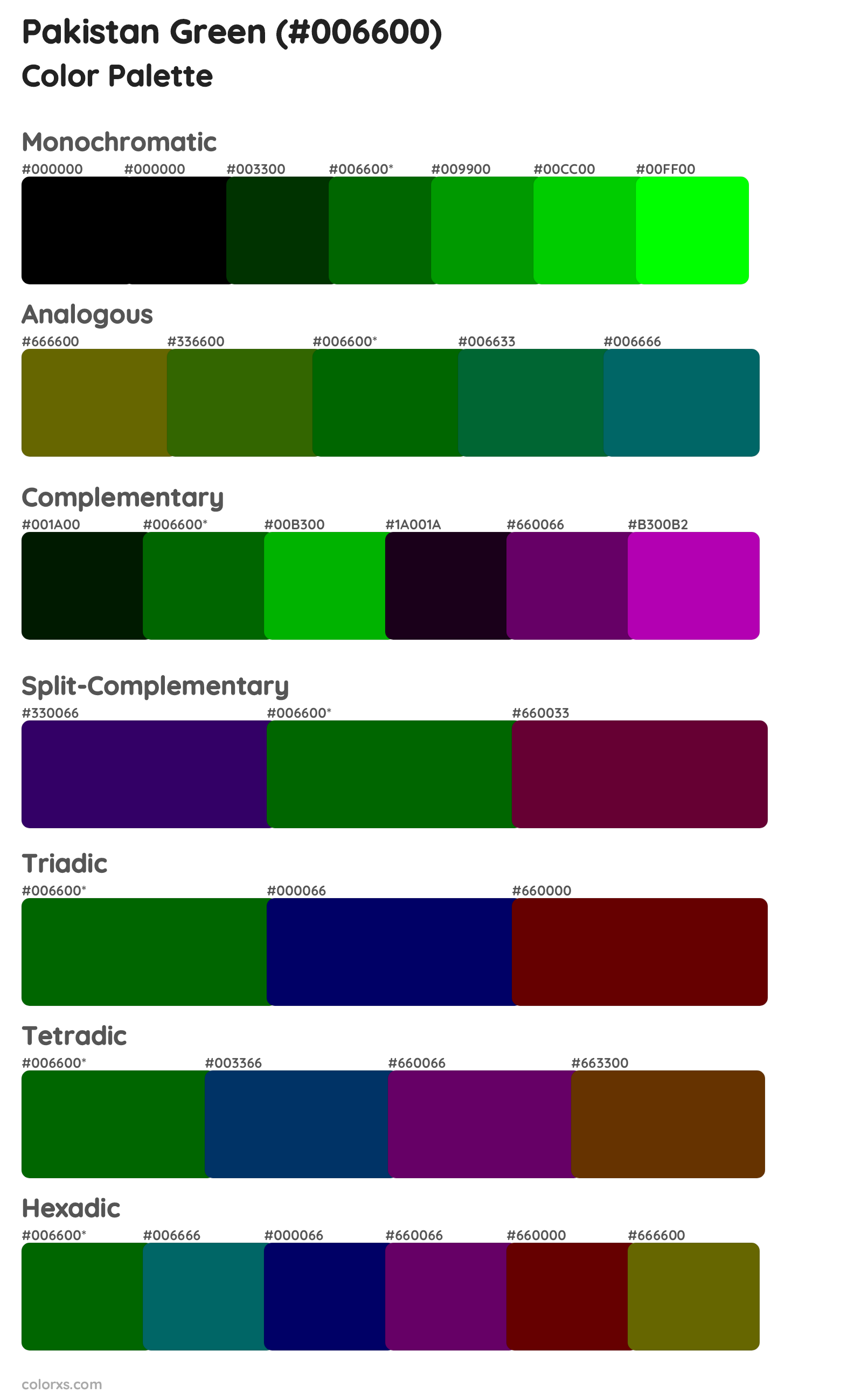 Pakistan Green Color Scheme Palettes