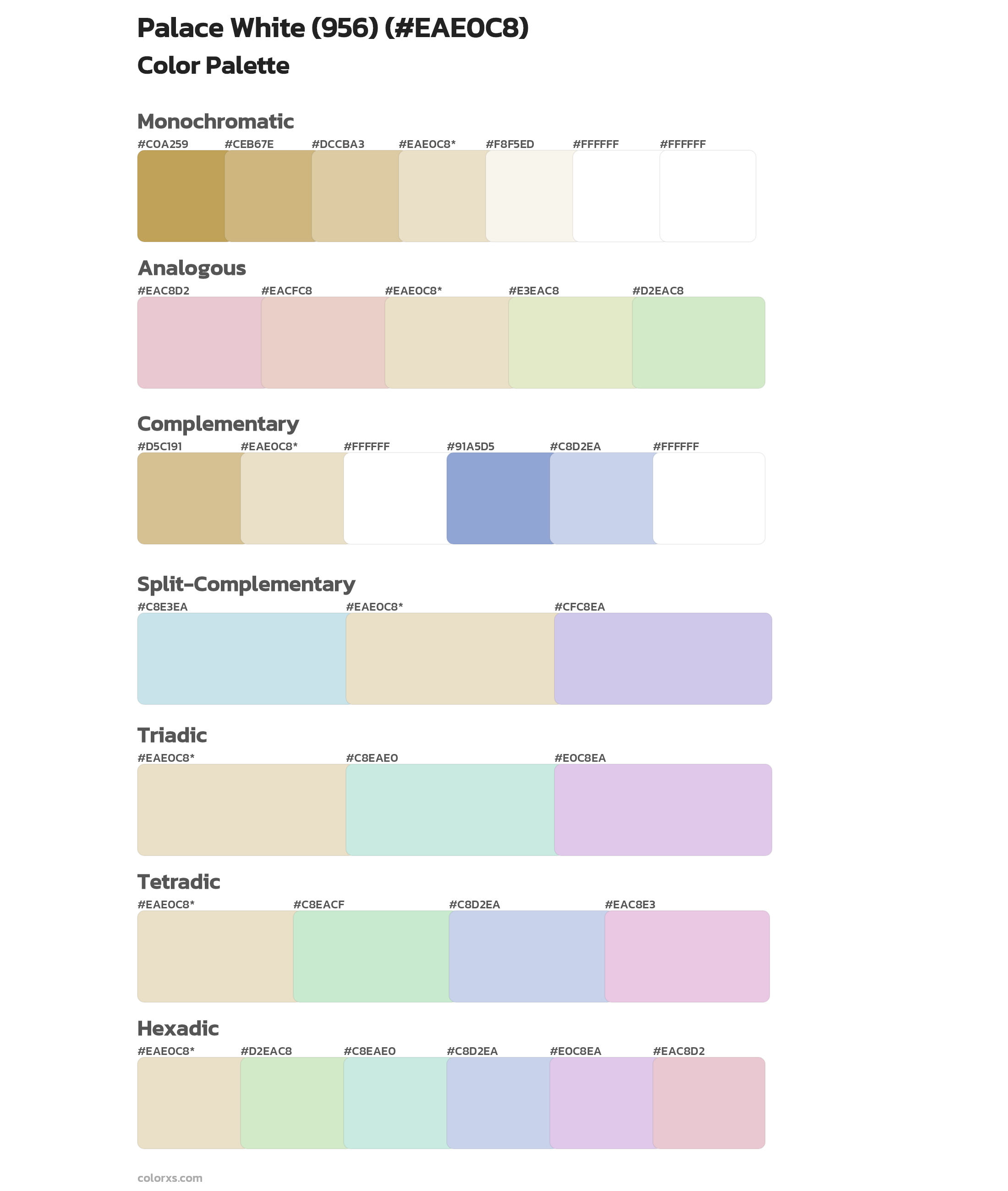 Palace White (956) Color Scheme Palettes