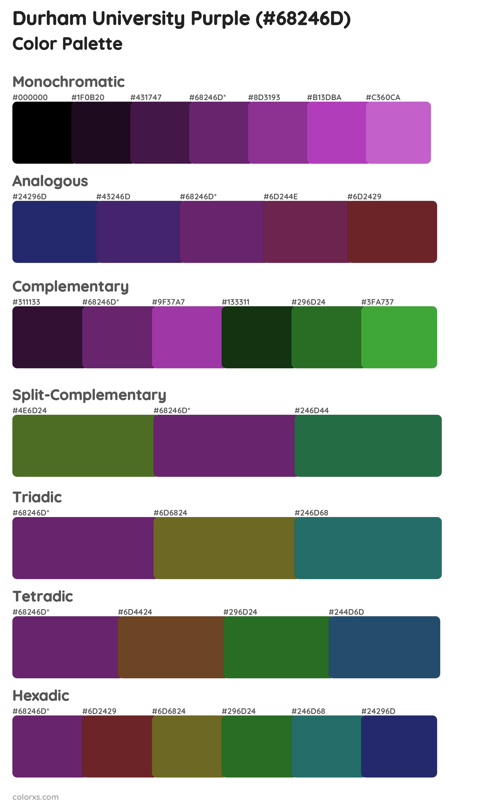 Durham University Purple Color Scheme Palettes