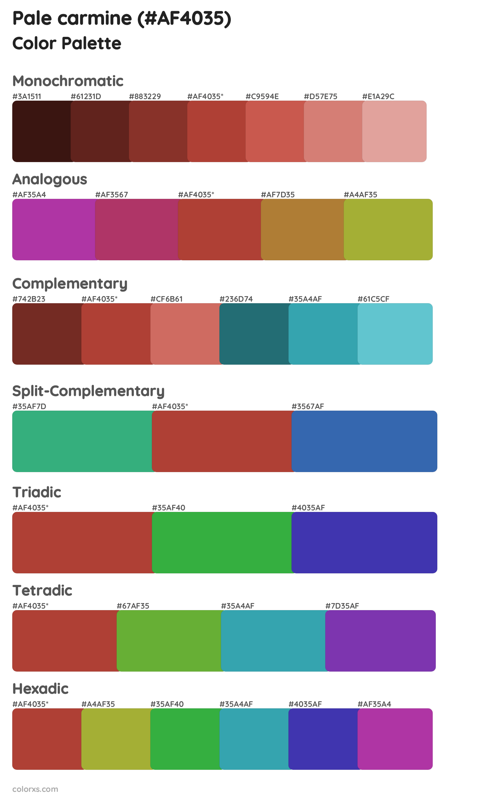 Pale carmine Color Scheme Palettes