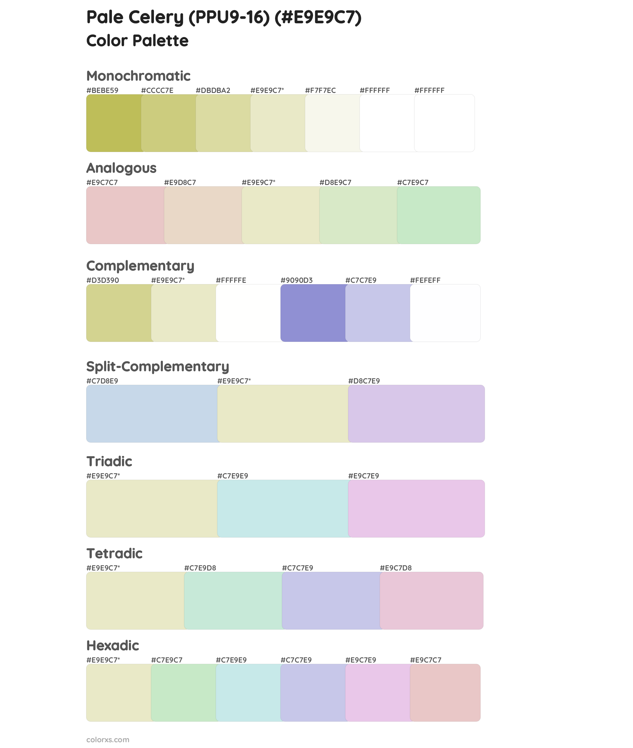 Pale Celery (PPU9-16) Color Scheme Palettes