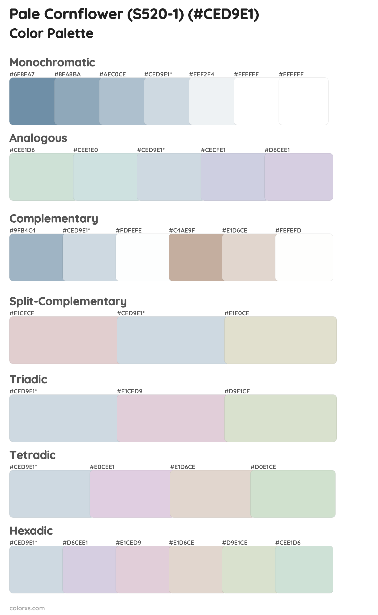 Pale Cornflower (S520-1) Color Scheme Palettes