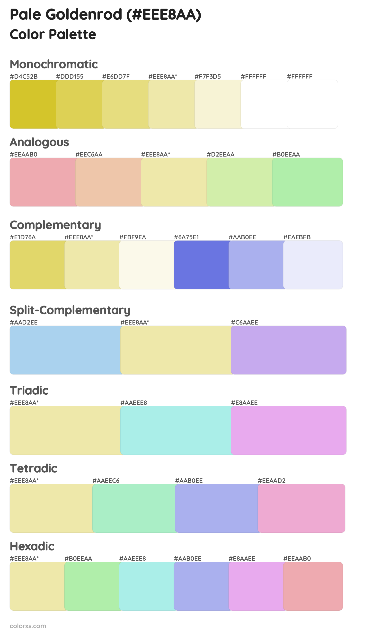 Pale Goldenrod Color Scheme Palettes