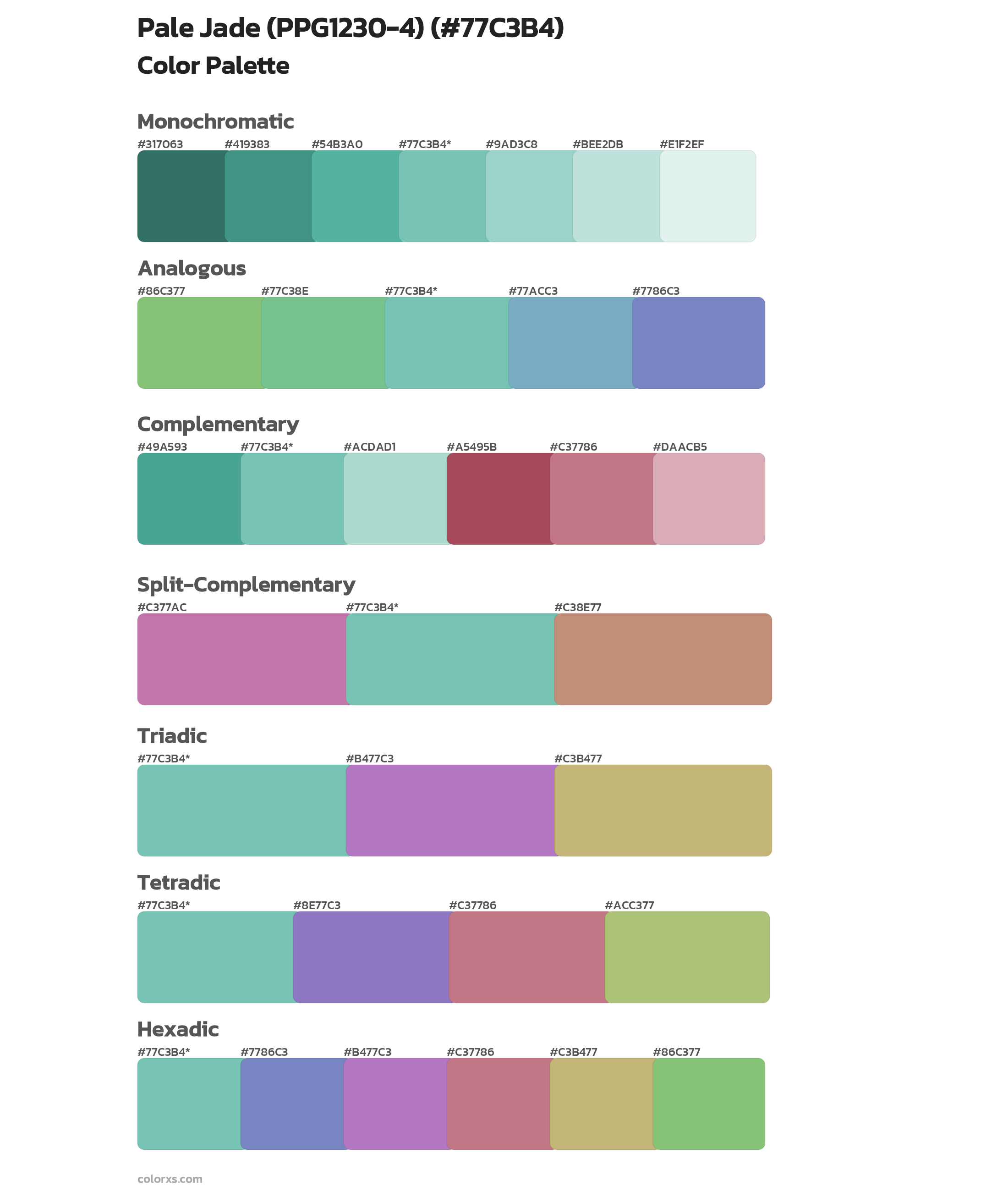 Pale Jade (PPG1230-4) Color Scheme Palettes