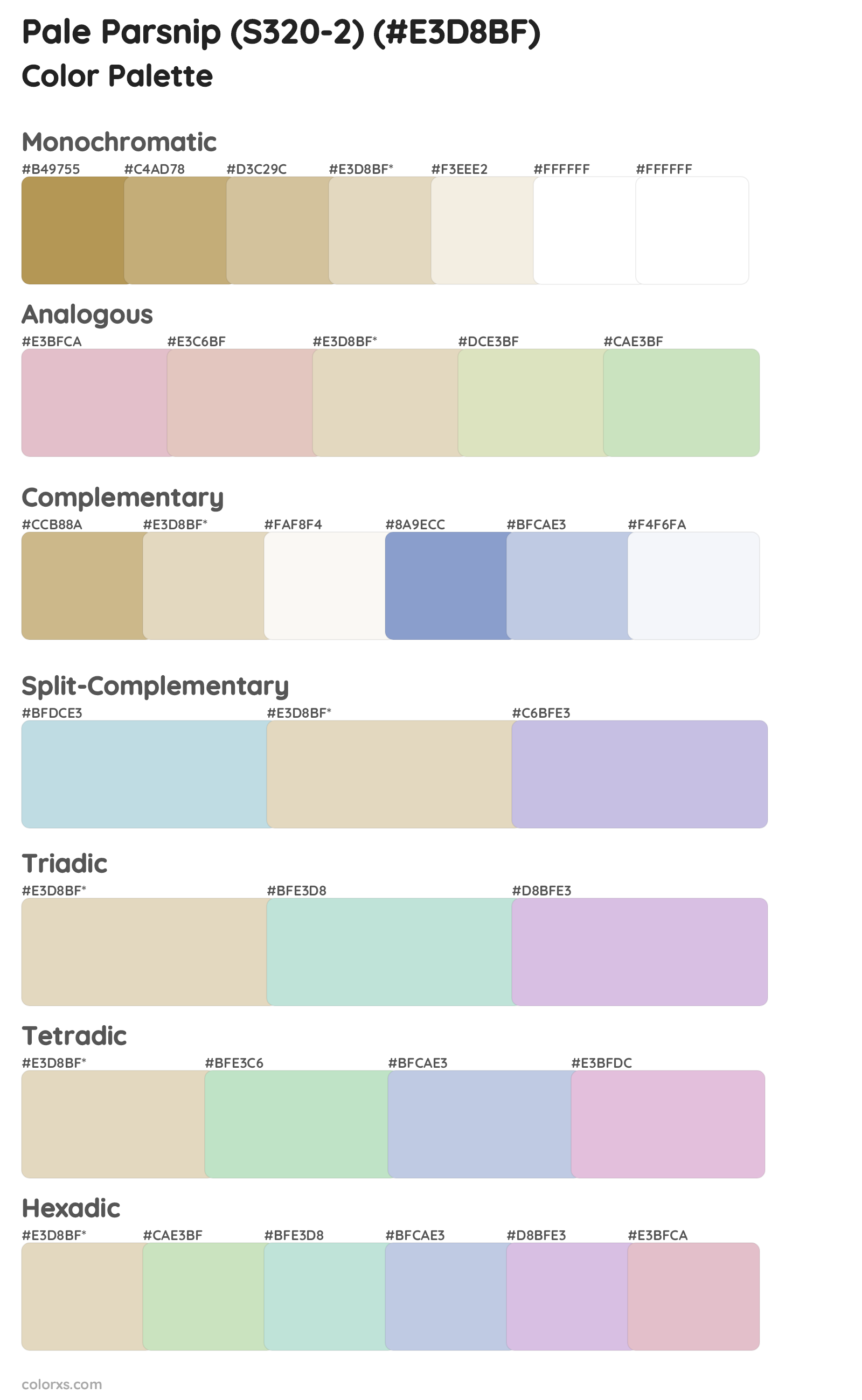Pale Parsnip (S320-2) Color Scheme Palettes